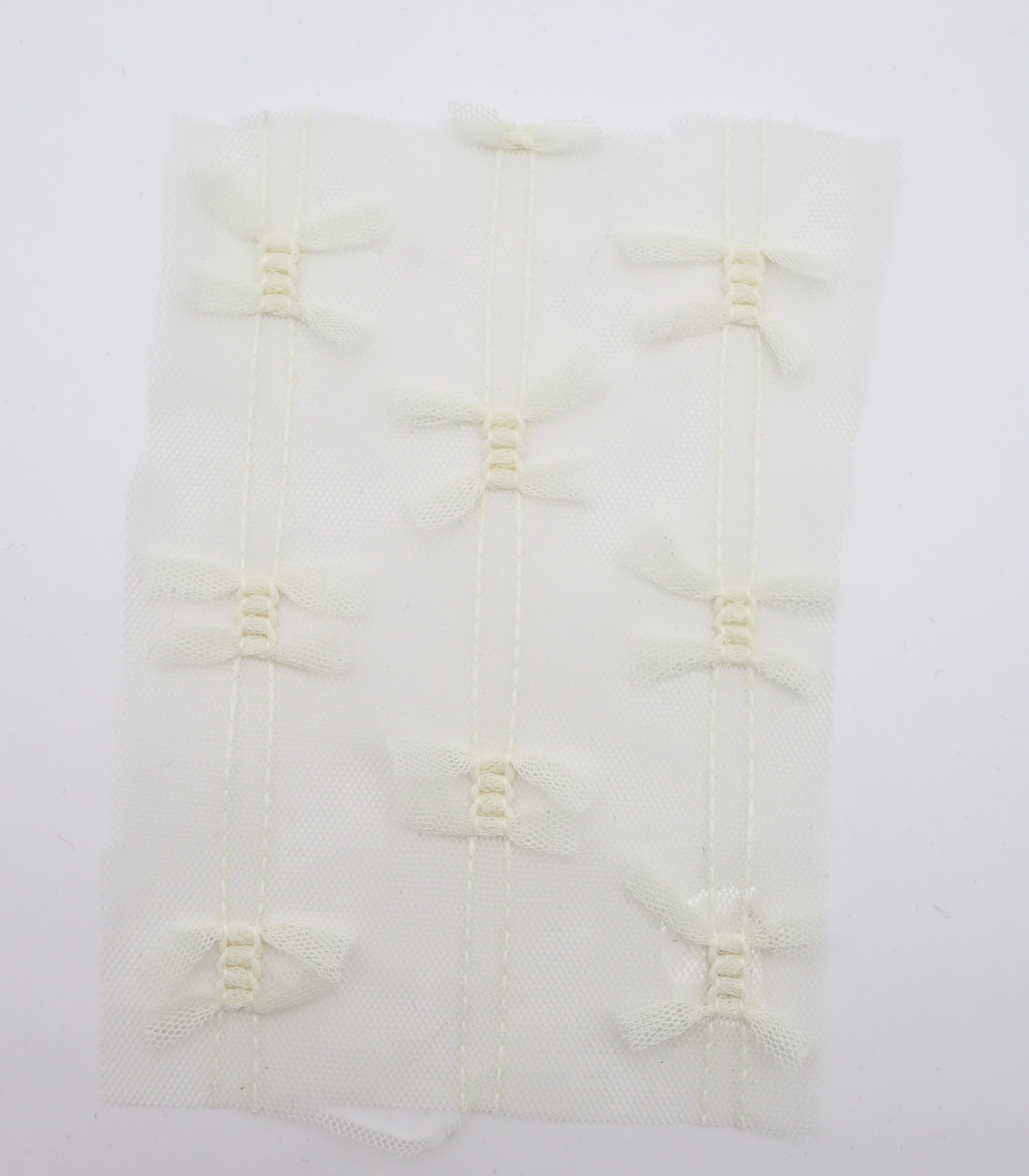 【25SS-403】立体リボン付きストライプステッチチュール /0.5yあたり=~725円