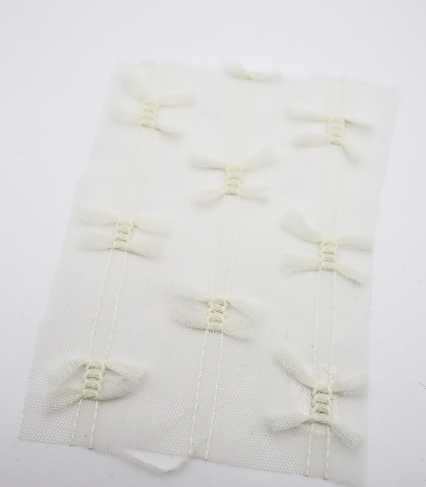 【25SS-403】立体リボン付きストライプステッチチュール /0.5yあたり=~725円