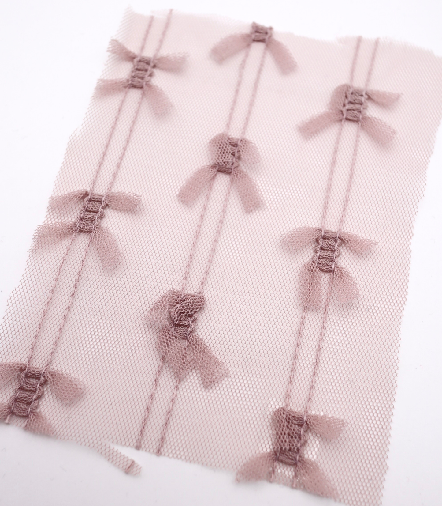 【25SS-403】立体リボン付きストライプステッチチュール /0.5yあたり=~725円