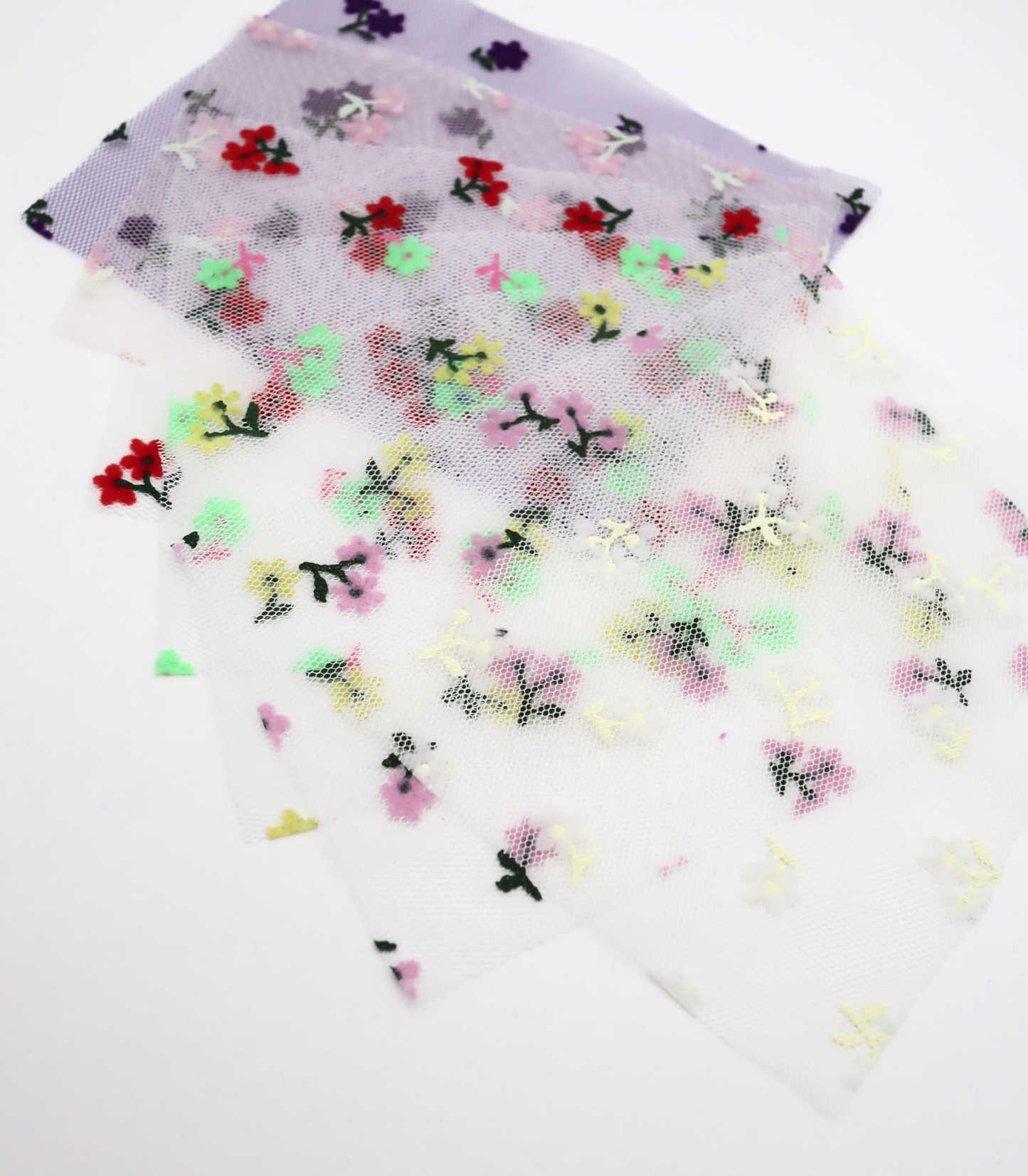 【25SS-426】小花柄フロッキープリントチュール /0.5yあたり=~ 725円