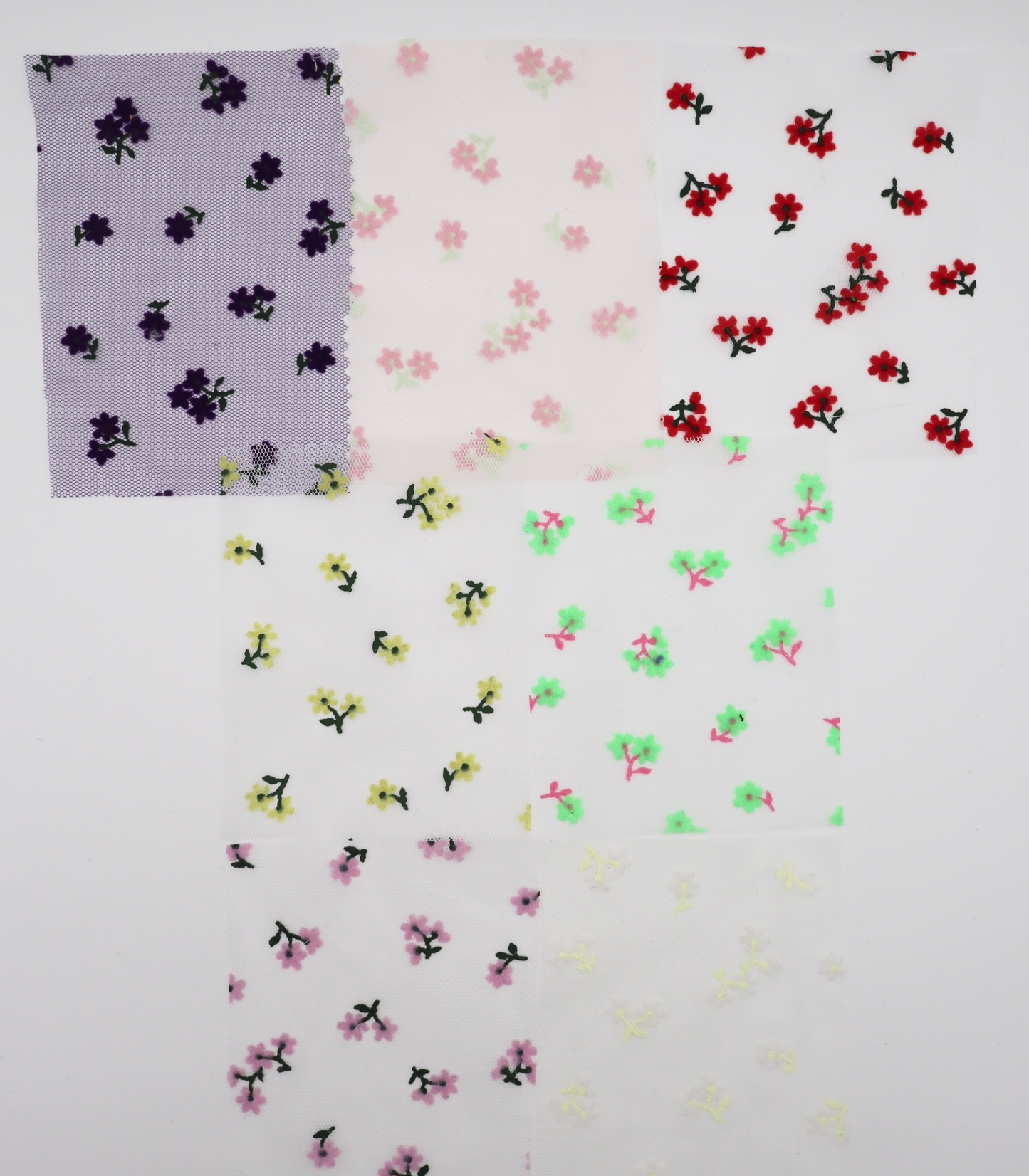 【25SS-426】小花柄フロッキープリントチュール /0.5yあたり=~ 725円