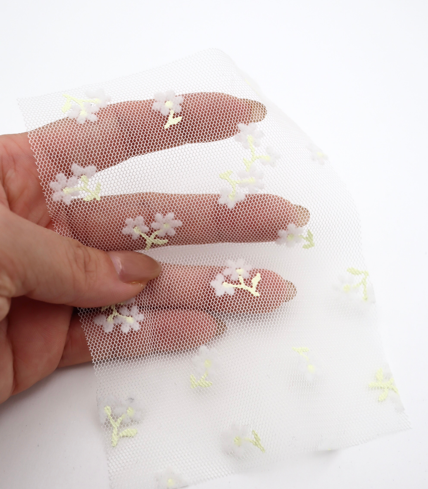 【25SS-426】小花柄フロッキープリントチュール /0.5yあたり=~ 725円