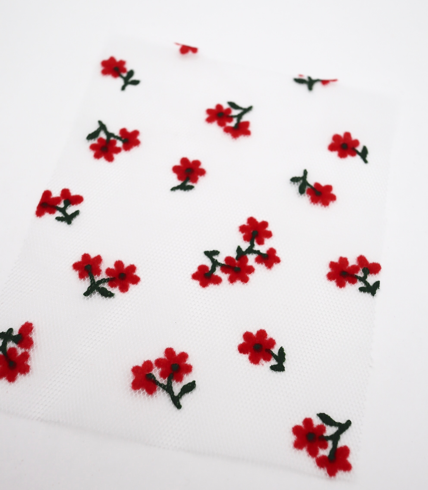 【25SS-426】小花柄フロッキープリントチュール /0.5yあたり=~ 725円