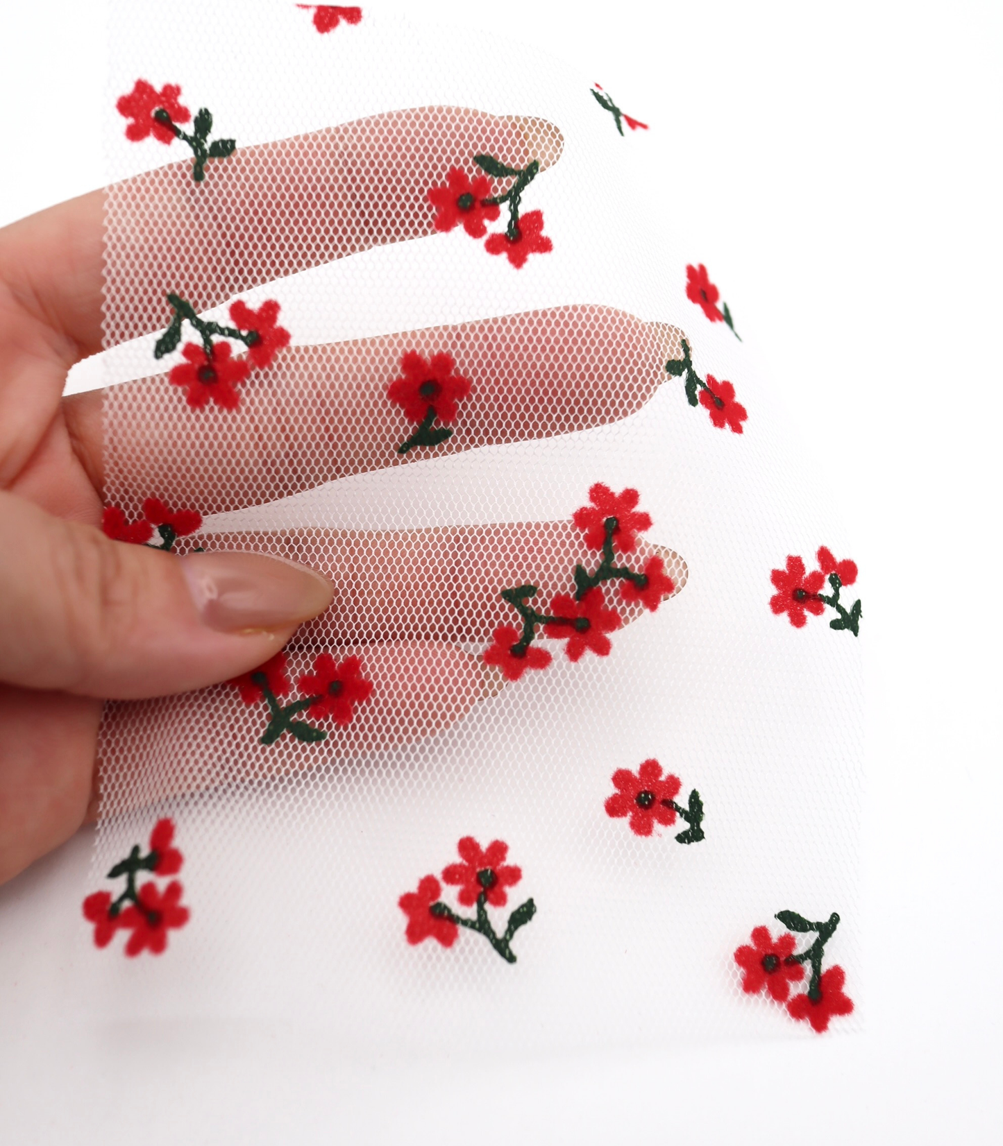 【25SS-426】小花柄フロッキープリントチュール /0.5yあたり=~ 725円