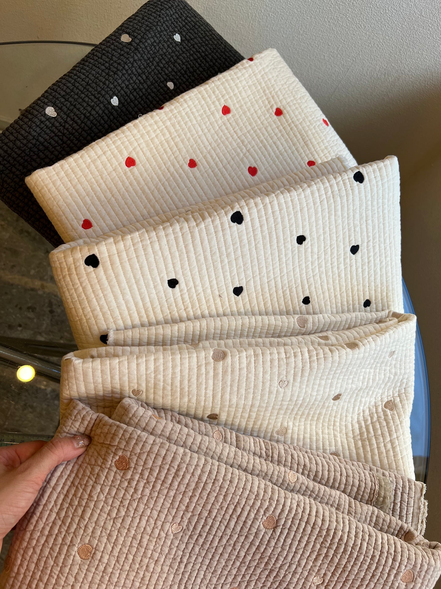 【25SS-004】ハート刺繍7㎜幅ステッチヌビ /0.5yあたり=~1700円