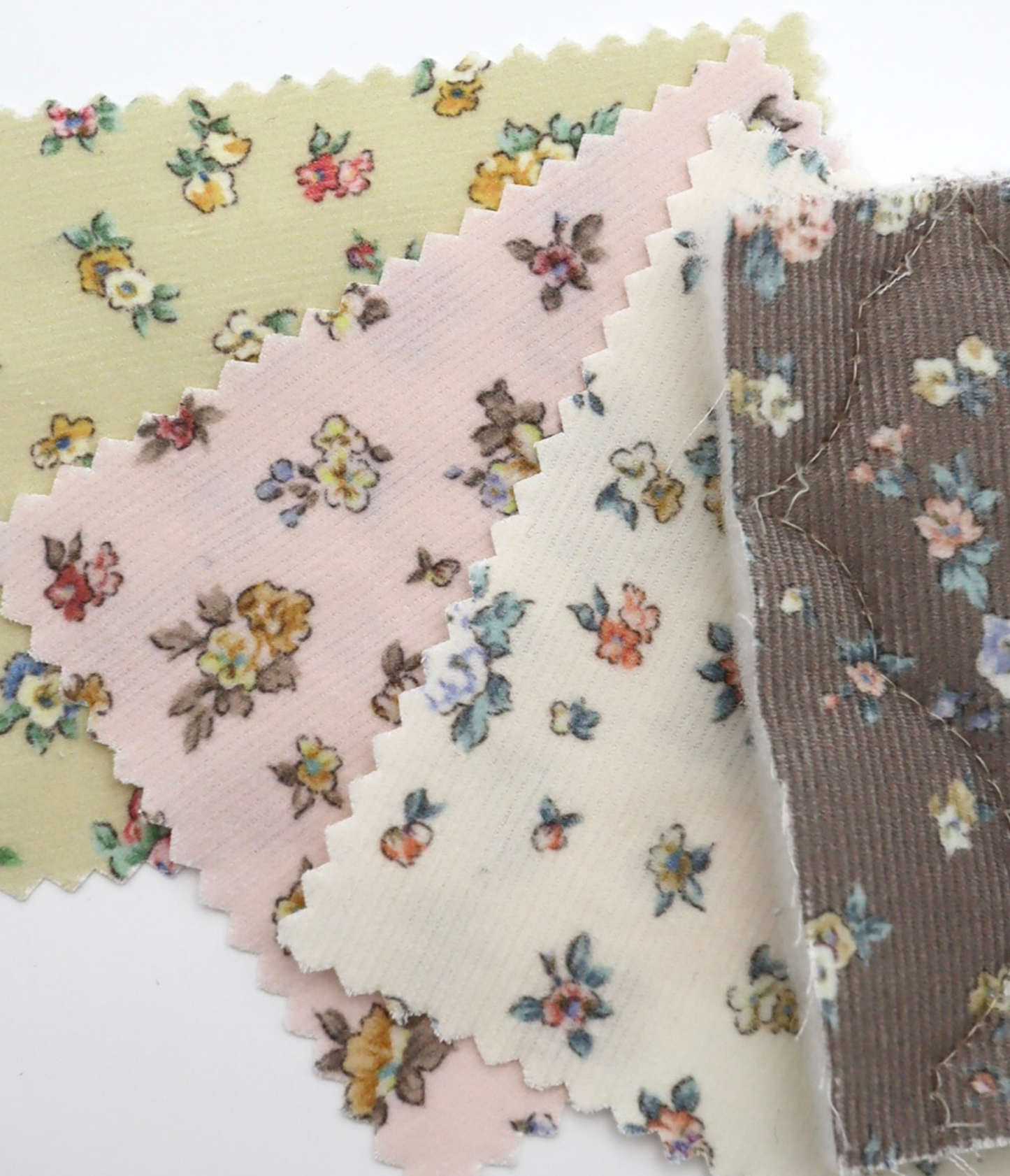 【25SS-095】小花柄プリントキルティングコーデュロイ