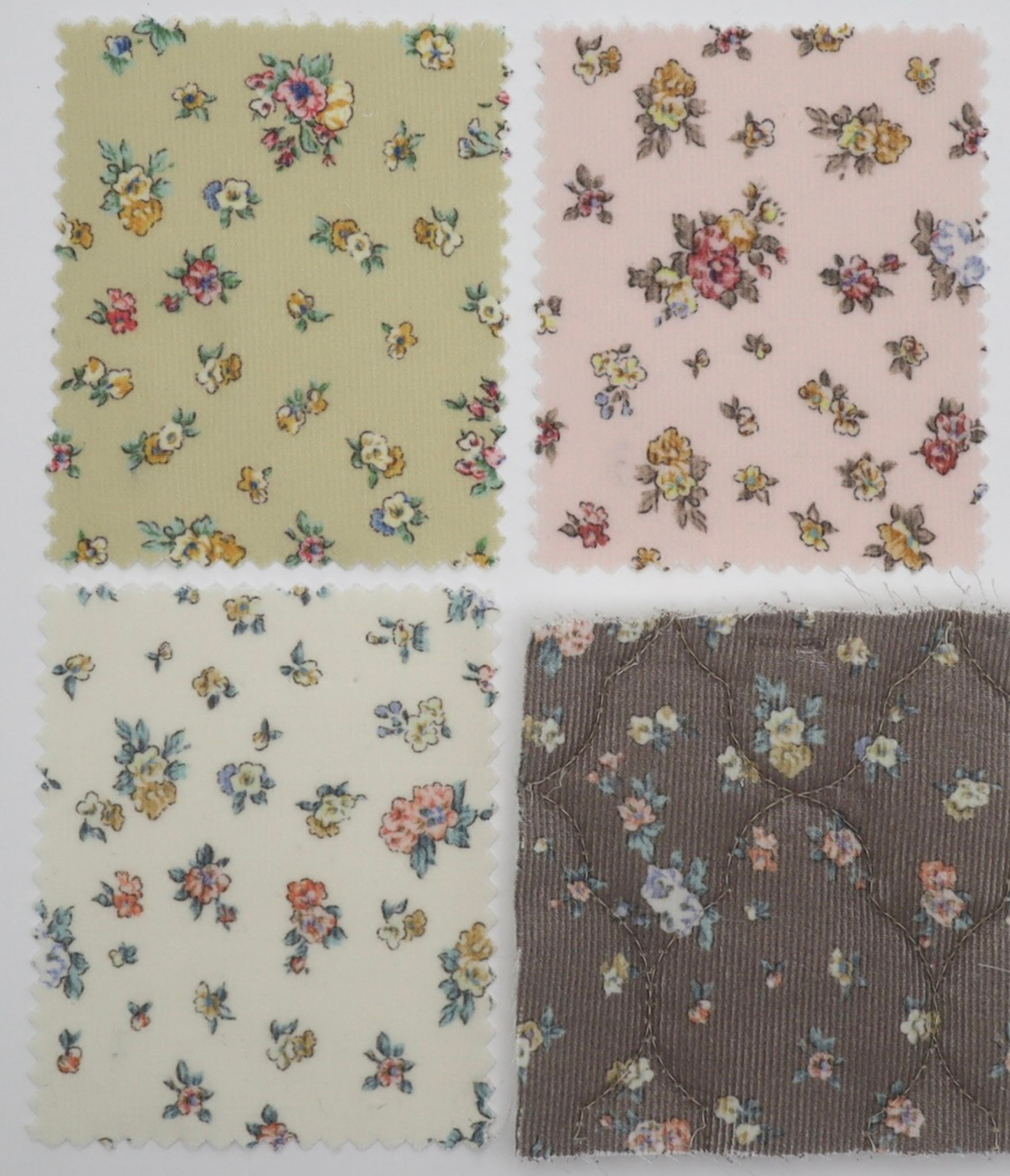 【25SS-095】小花柄プリントキルティングコーデュロイ