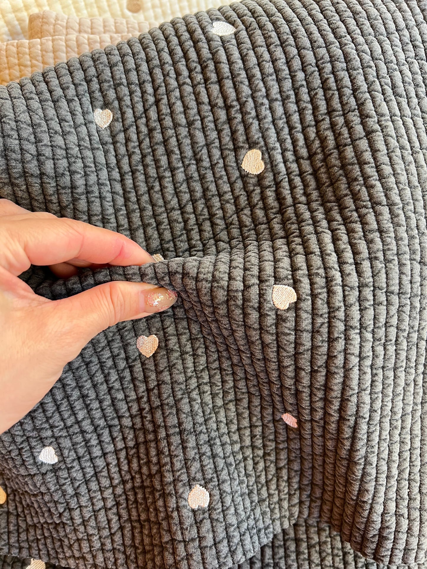【25SS-004】ハート刺繍7㎜幅ステッチヌビ /0.5yあたり=~1700円