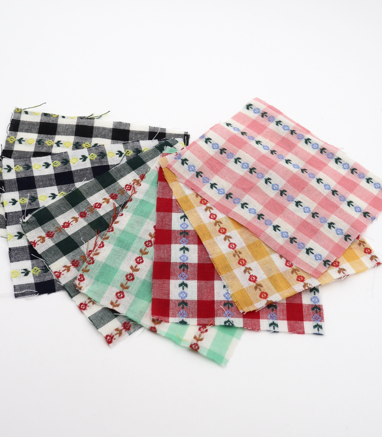 【25SS-318】ストライプ小花柄刺繍先染めギンガムチェック /0.5yあたり=~630円