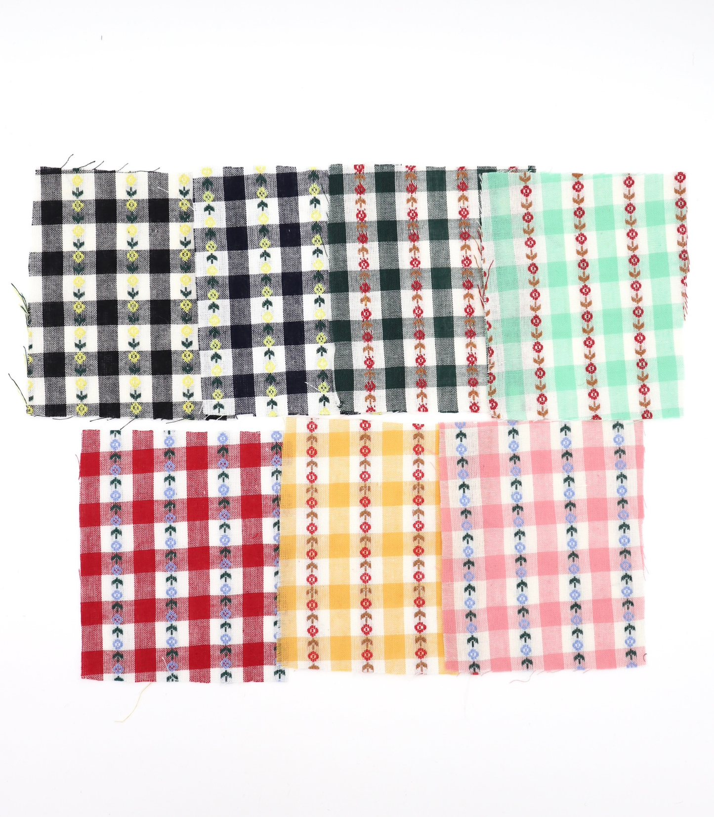 【25SS-318】ストライプ小花柄刺繍先染めギンガムチェック /0.5yあたり=~630円