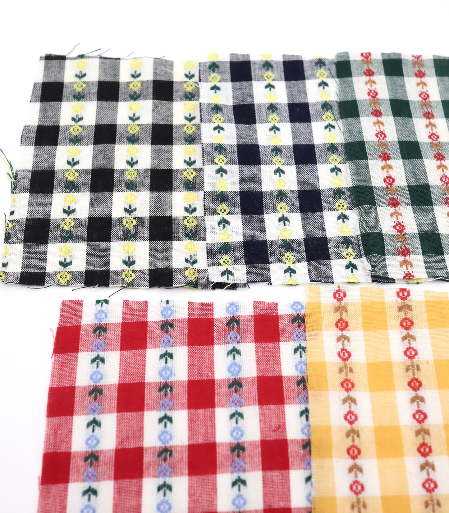 【25SS-318】ストライプ小花柄刺繍先染めギンガムチェック /0.5yあたり=~630円