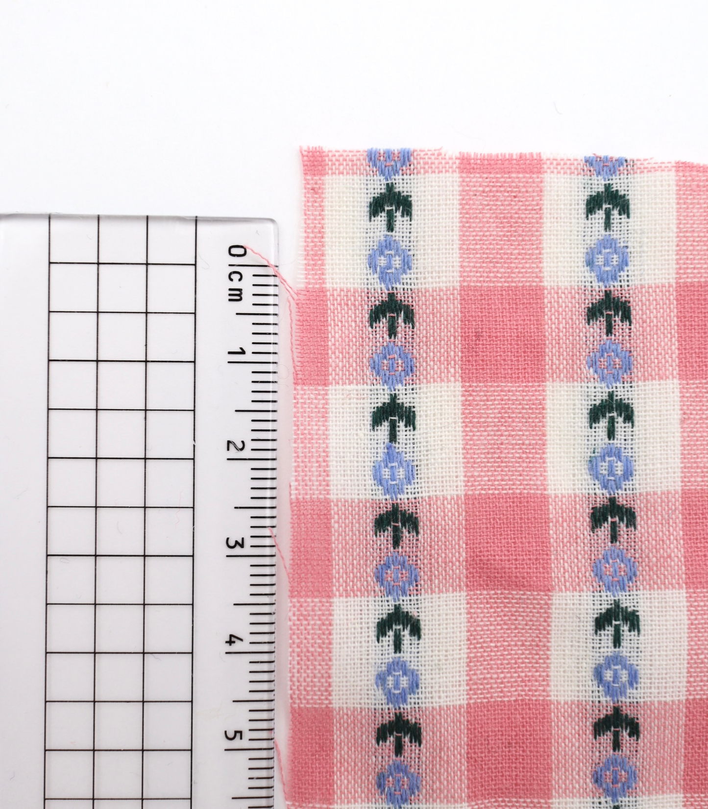 【25SS-318】ストライプ小花柄刺繍先染めギンガムチェック /0.5yあたり=~630円