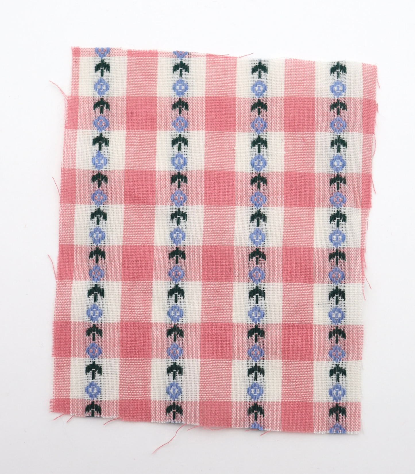 【25SS-318】ストライプ小花柄刺繍先染めギンガムチェック /0.5yあたり=~630円