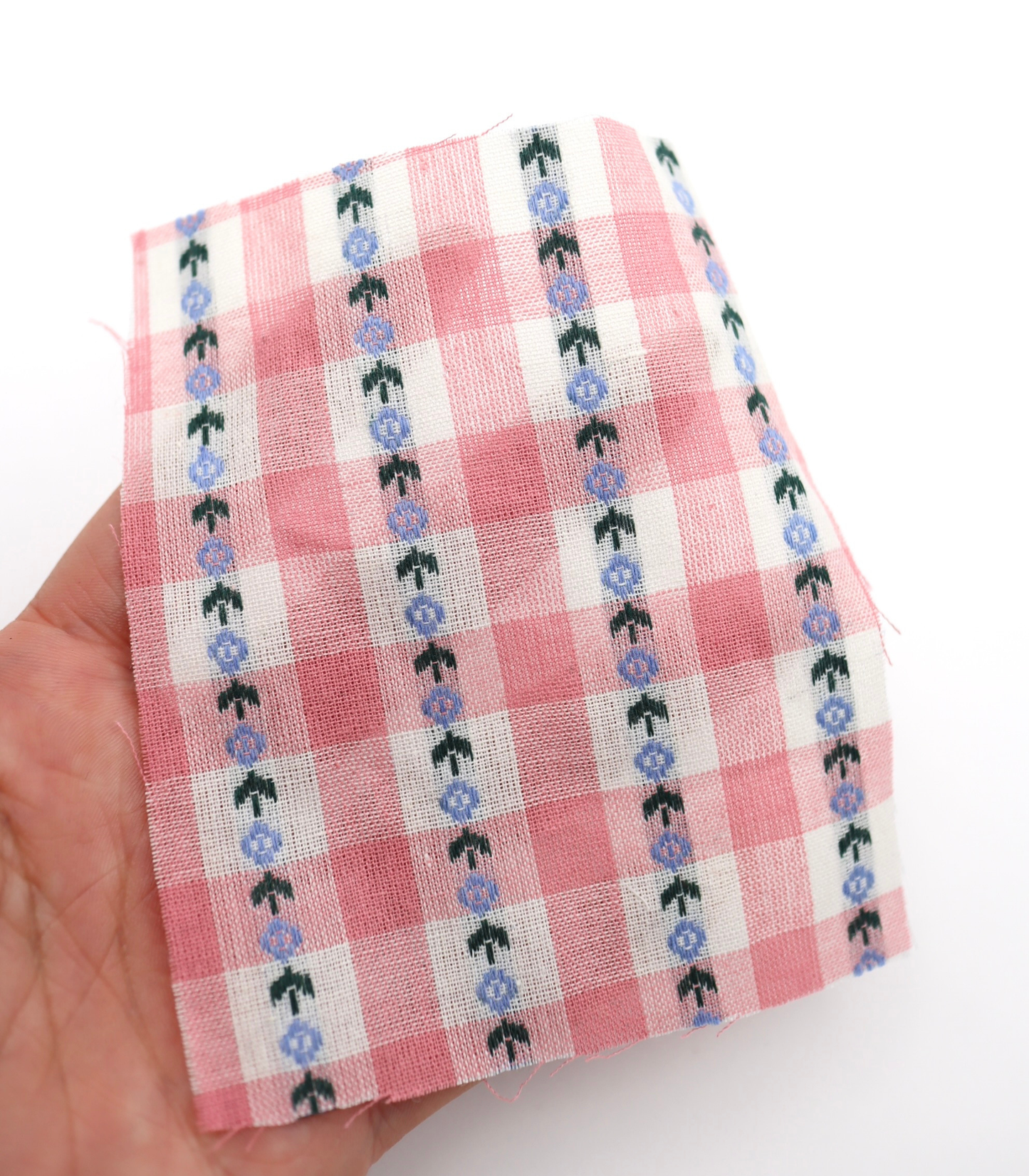 【25SS-318】ストライプ小花柄刺繍先染めギンガムチェック /0.5yあたり=~630円