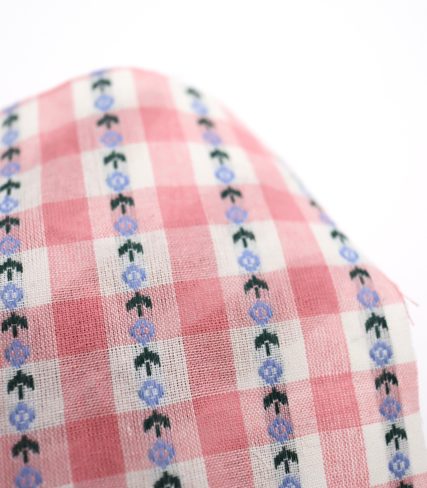 【25SS-318】ストライプ小花柄刺繍先染めギンガムチェック /0.5yあたり=~630円