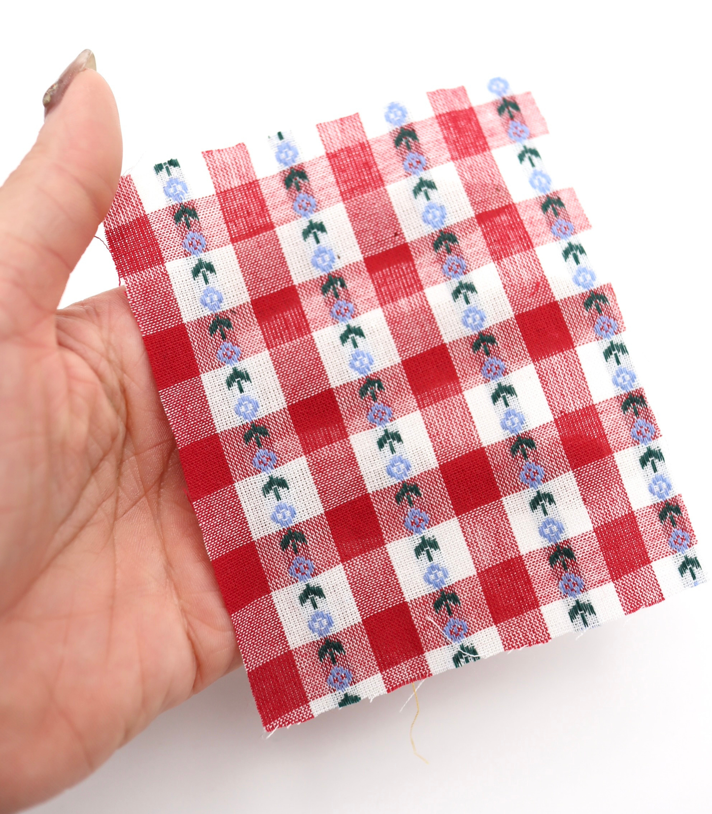 【25SS-318】ストライプ小花柄刺繍先染めギンガムチェック /0.5yあたり=~630円