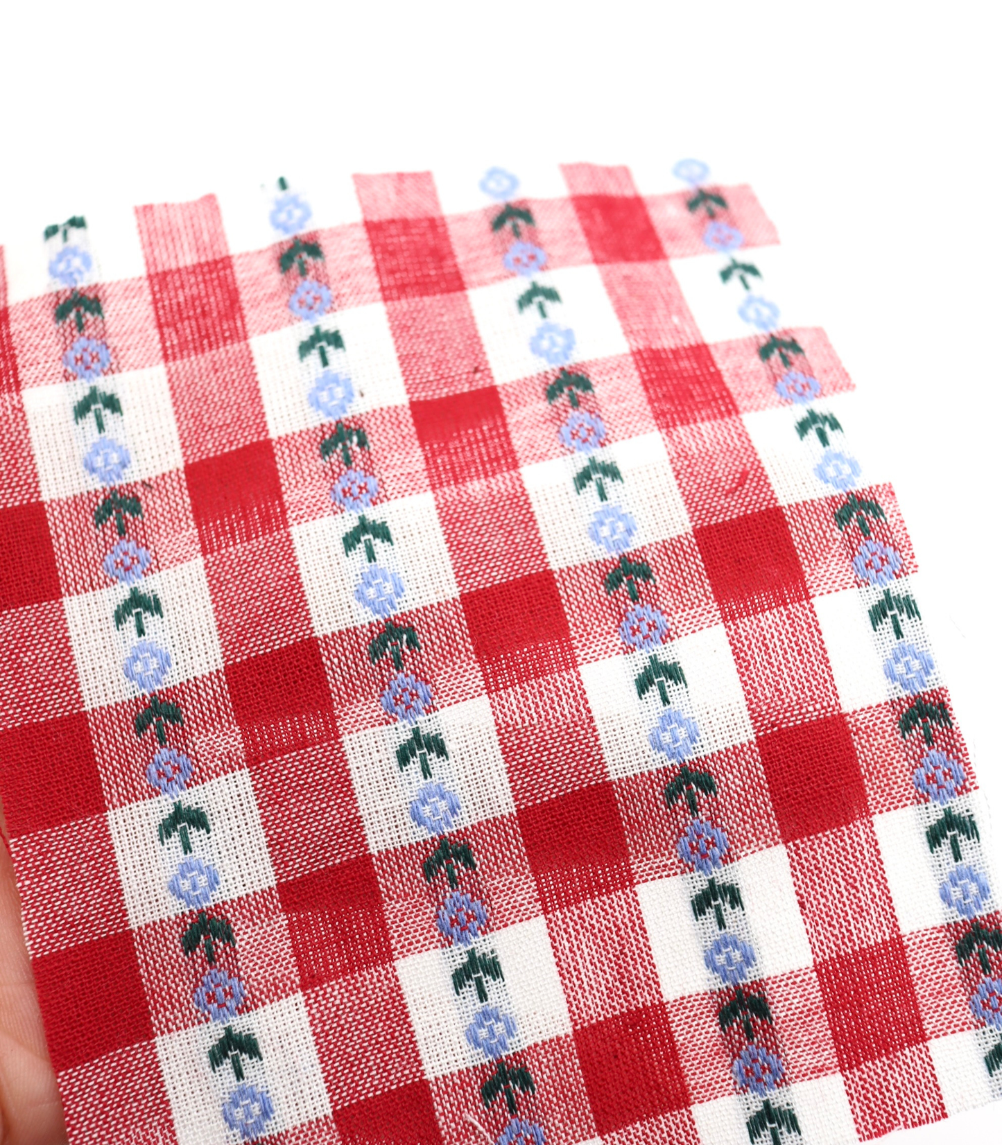 【25SS-318】ストライプ小花柄刺繍先染めギンガムチェック /0.5yあたり=~630円