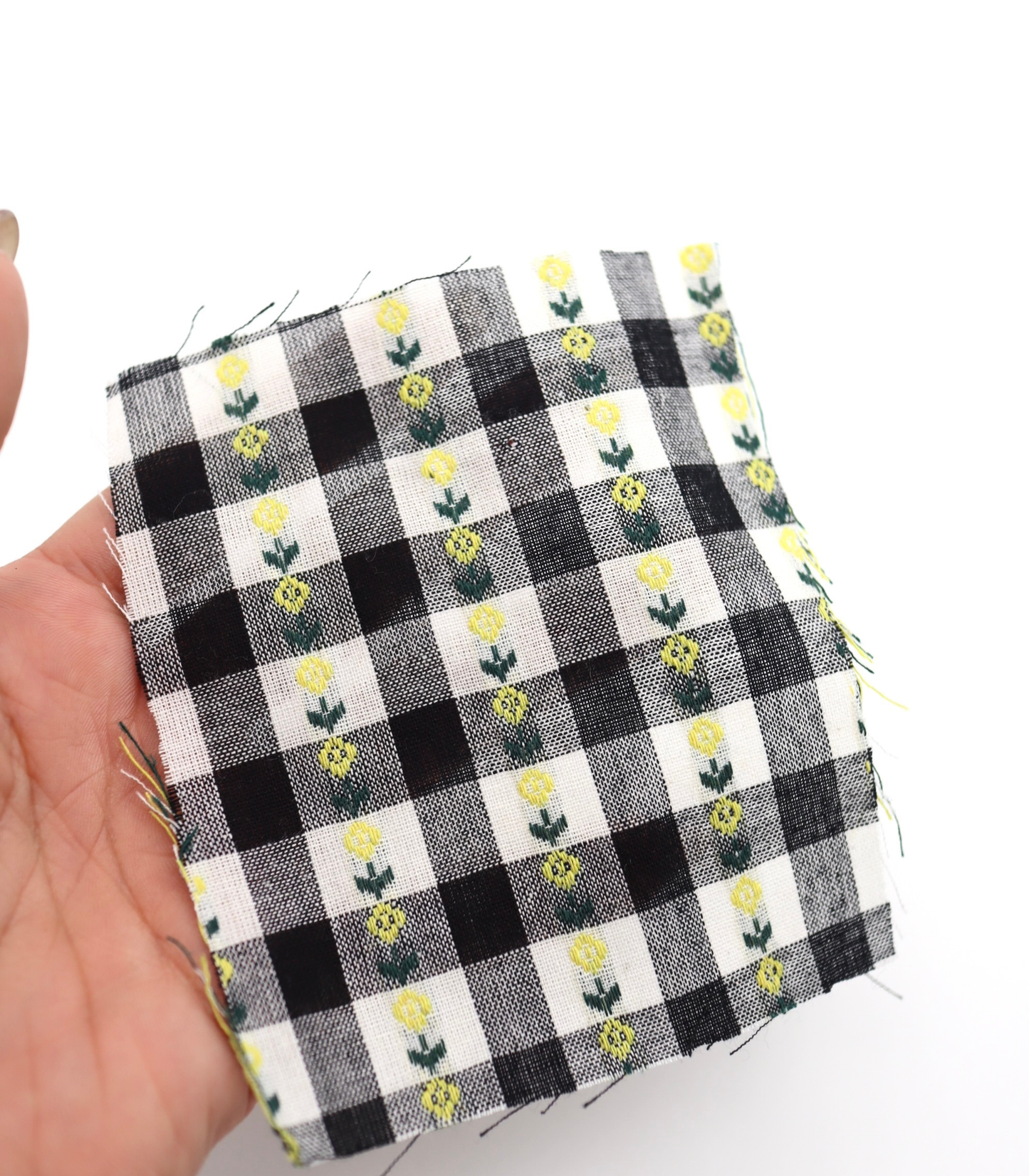 【25SS-318】ストライプ小花柄刺繍先染めギンガムチェック /0.5yあたり=~630円