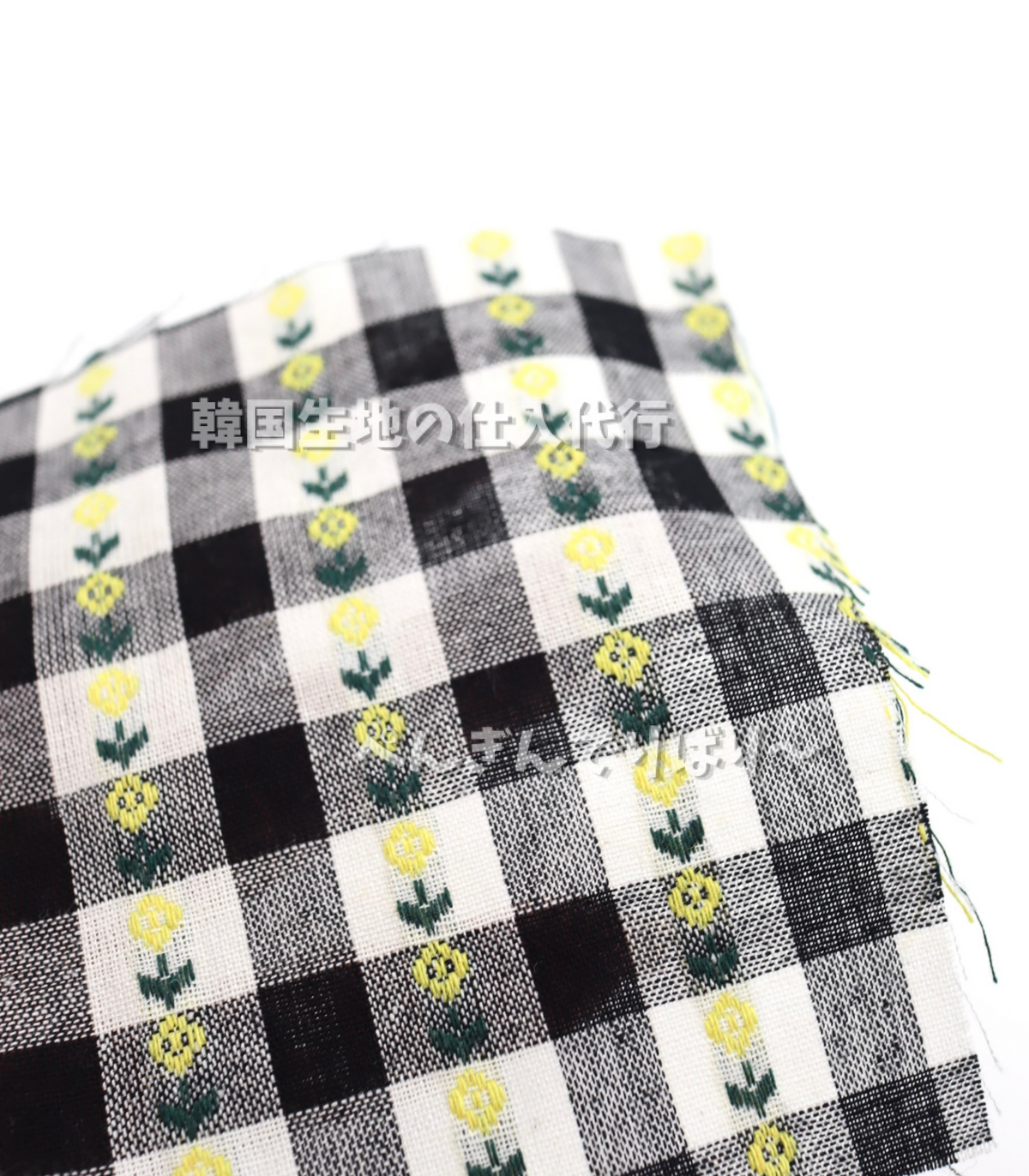 ストライプ小花柄刺繍・先染めギンガムチェック生地|【生地幅】約142センチ 【混率】綿100%|ドッグウェア・春夏シャツ・ブラウス・子供服向き 25SS-318