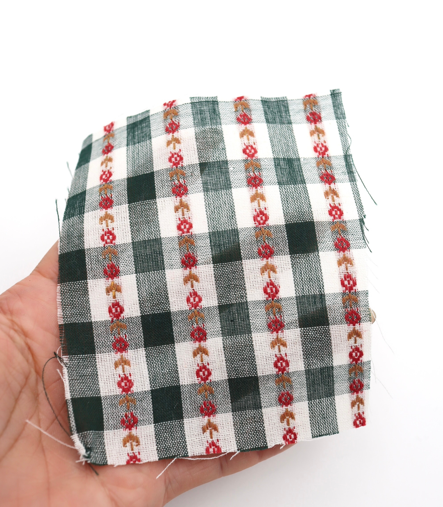 【25SS-318】ストライプ小花柄刺繍先染めギンガムチェック /0.5yあたり=~630円