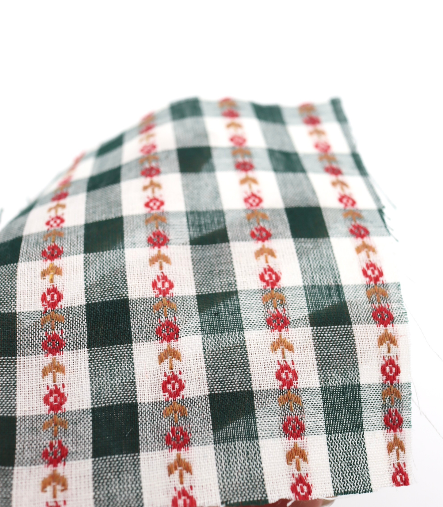 【25SS-318】ストライプ小花柄刺繍先染めギンガムチェック /0.5yあたり=~630円