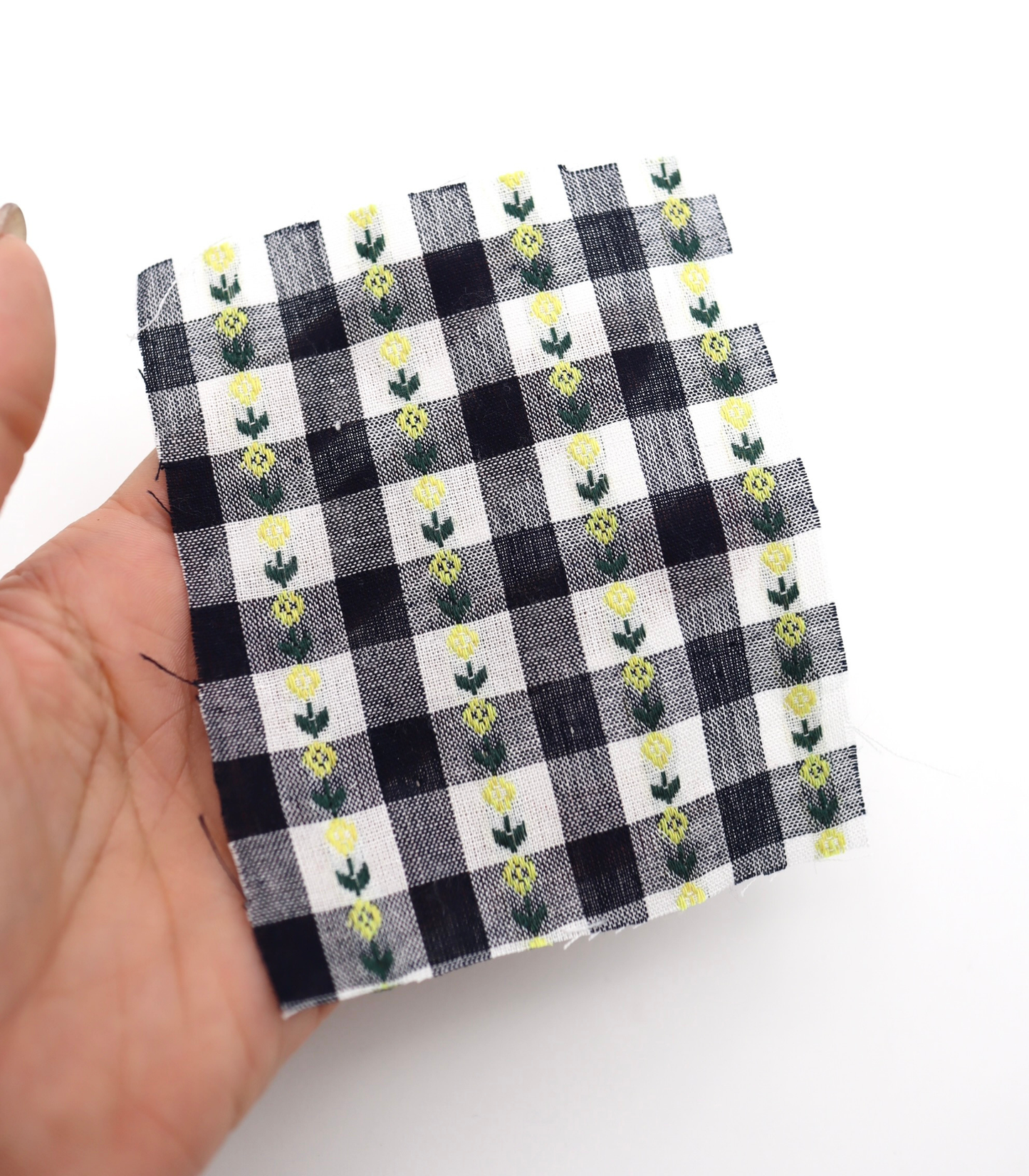 【25SS-318】ストライプ小花柄刺繍先染めギンガムチェック /0.5yあたり=~630円