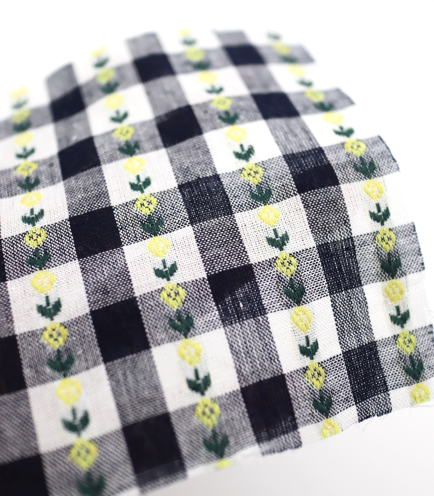 【25SS-318】ストライプ小花柄刺繍先染めギンガムチェック /0.5yあたり=~630円