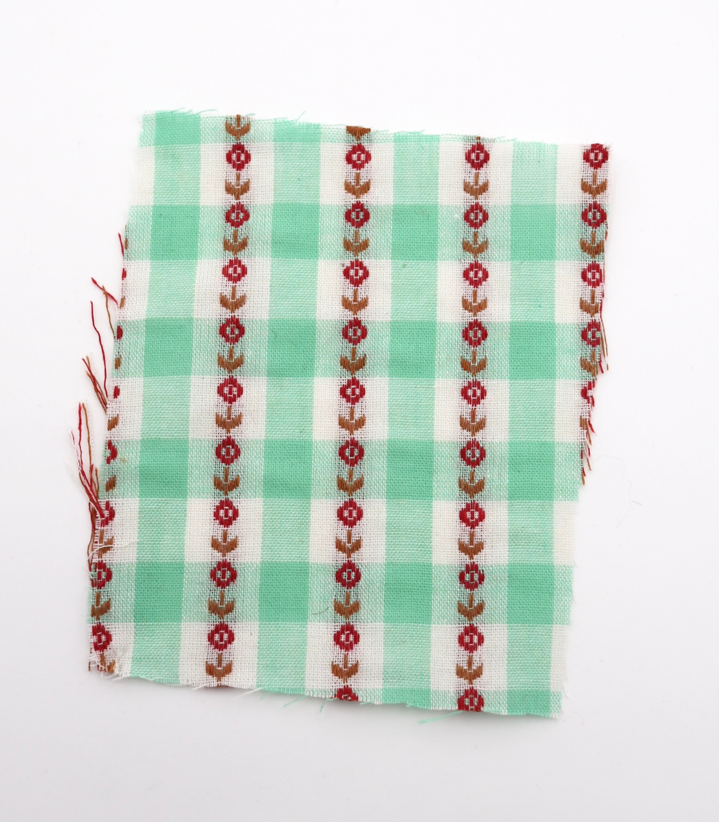 【25SS-318】ストライプ小花柄刺繍先染めギンガムチェック /0.5yあたり=~630円