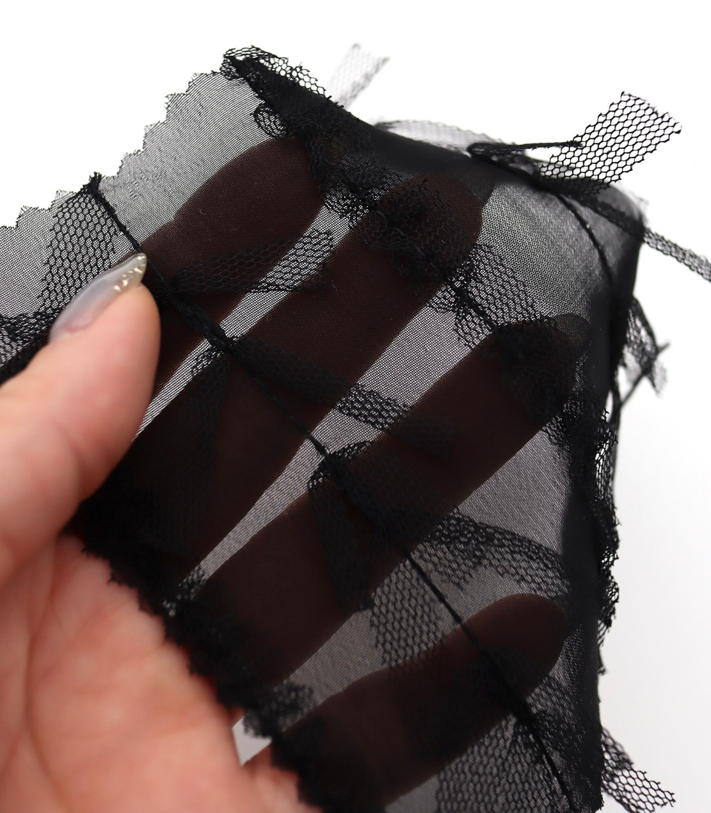 【25SS-063】チュールフリル×チュールリボン付きシフォン /0.5yあたり = ~ 915円