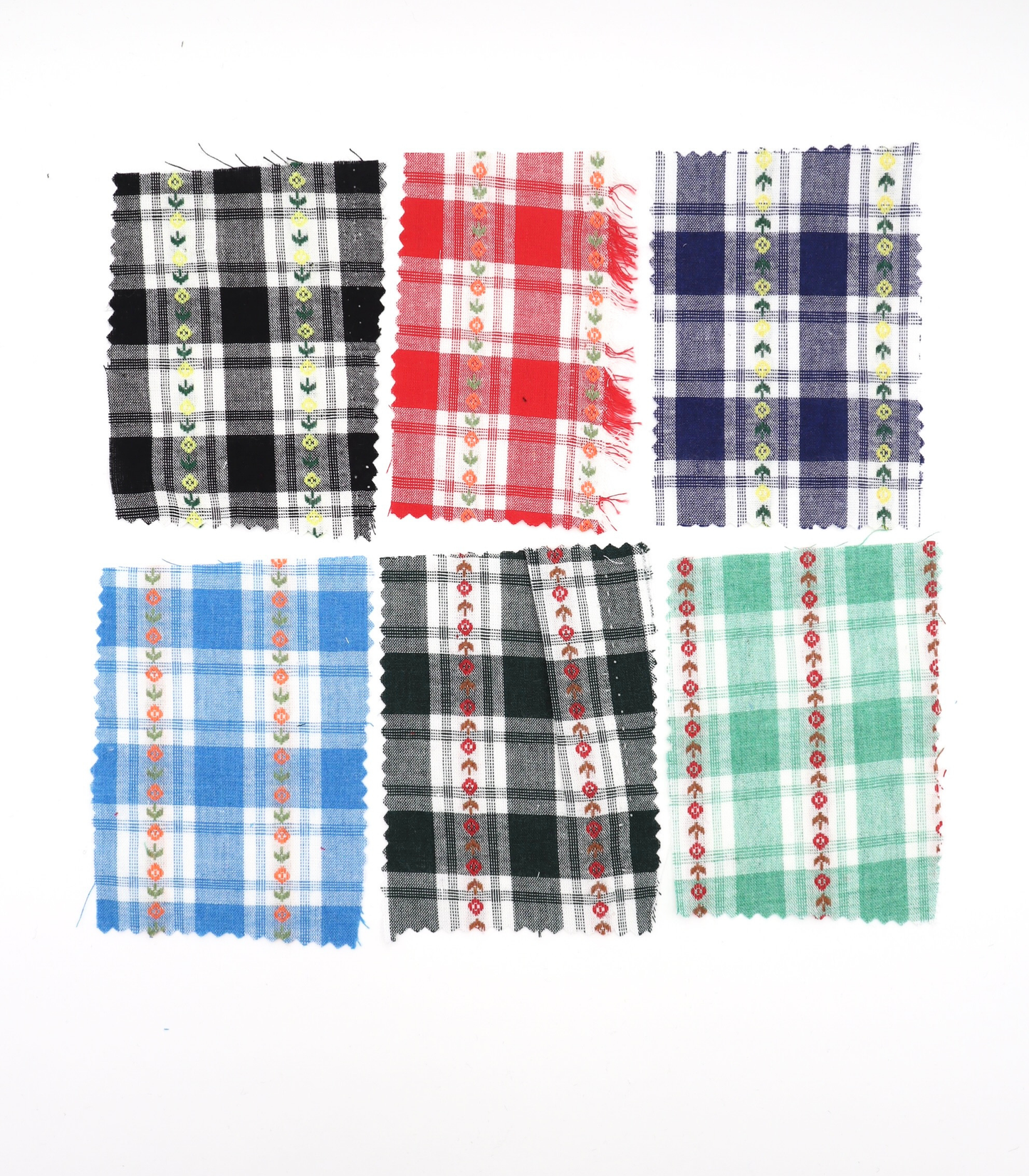 【25SS-319】ストライプ小花柄刺繍先染めタータンチェック /0.5yあたり=~ 610円