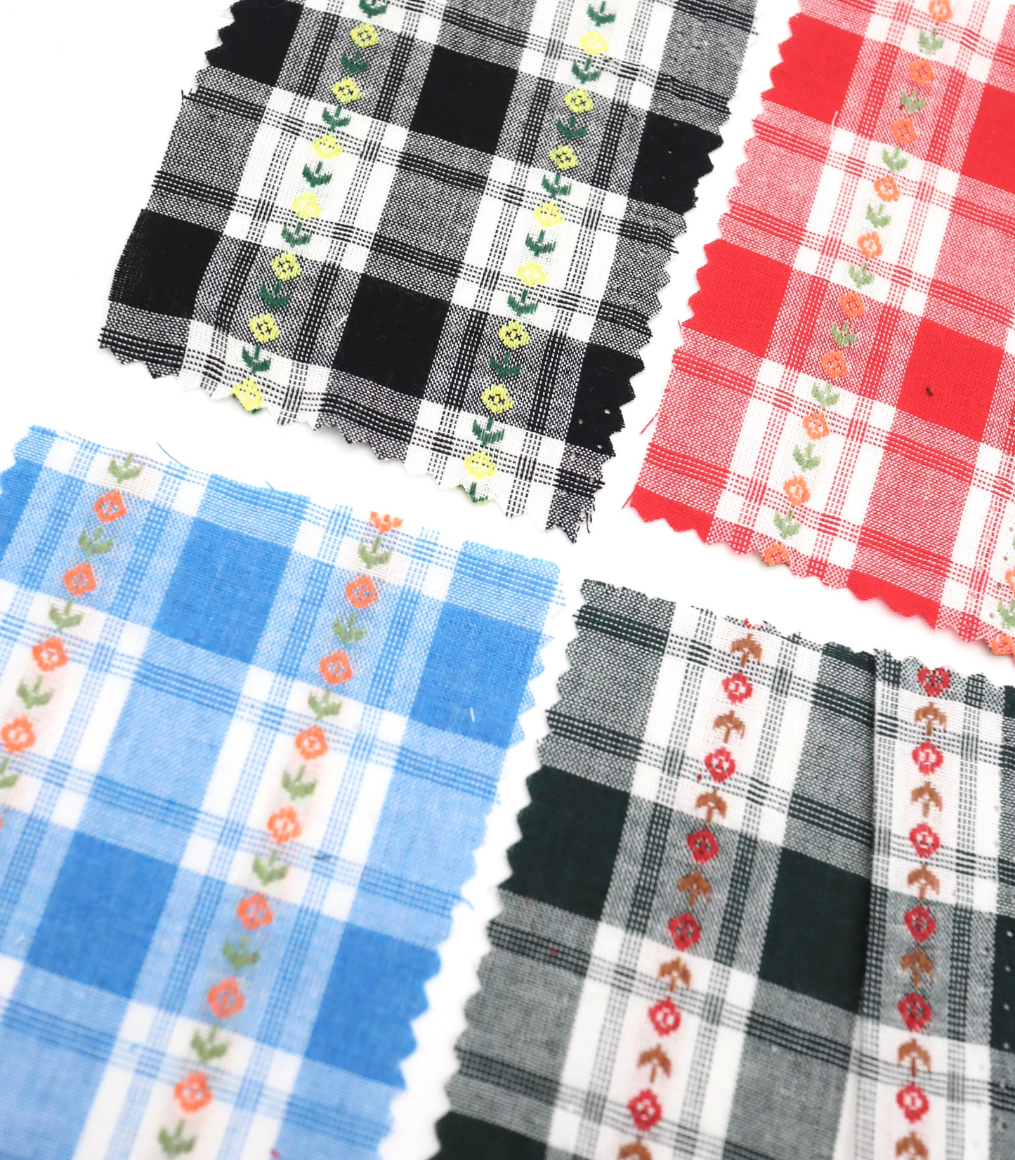【25SS-319】ストライプ小花柄刺繍先染めタータンチェック /0.5yあたり=~ 610円