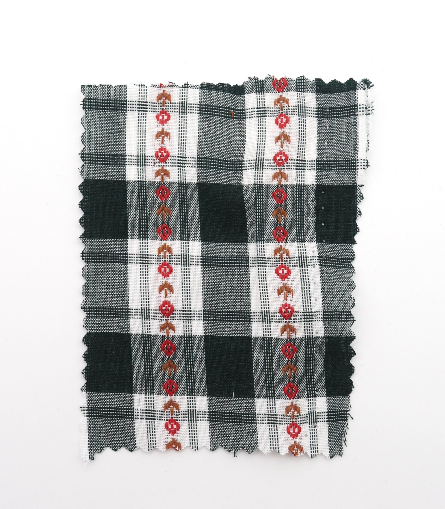 【25SS-319】ストライプ小花柄刺繍先染めタータンチェック /0.5yあたり=~ 610円