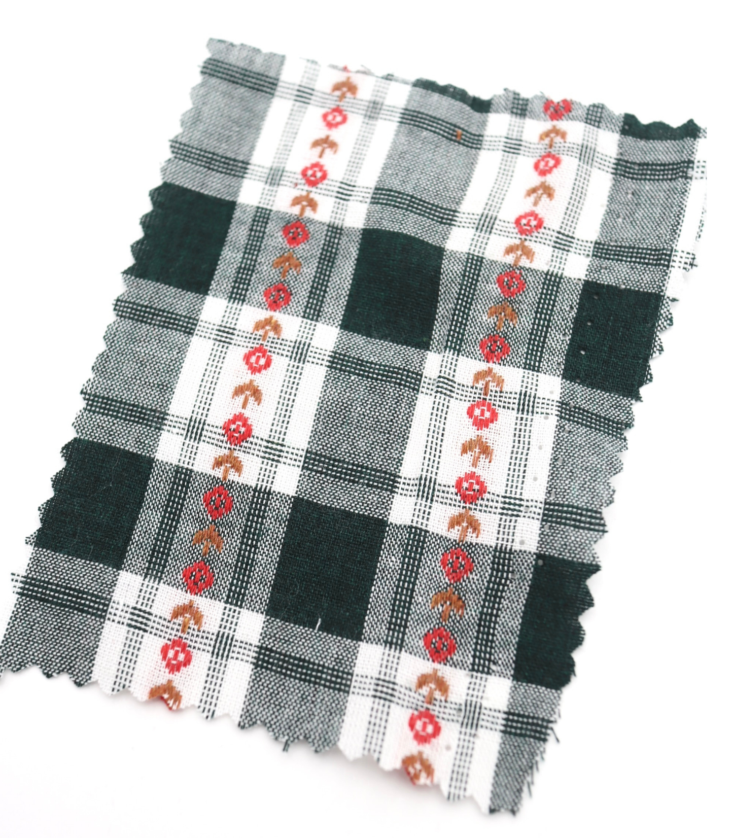 【25SS-319】ストライプ小花柄刺繍先染めタータンチェック /0.5yあたり=~ 610円