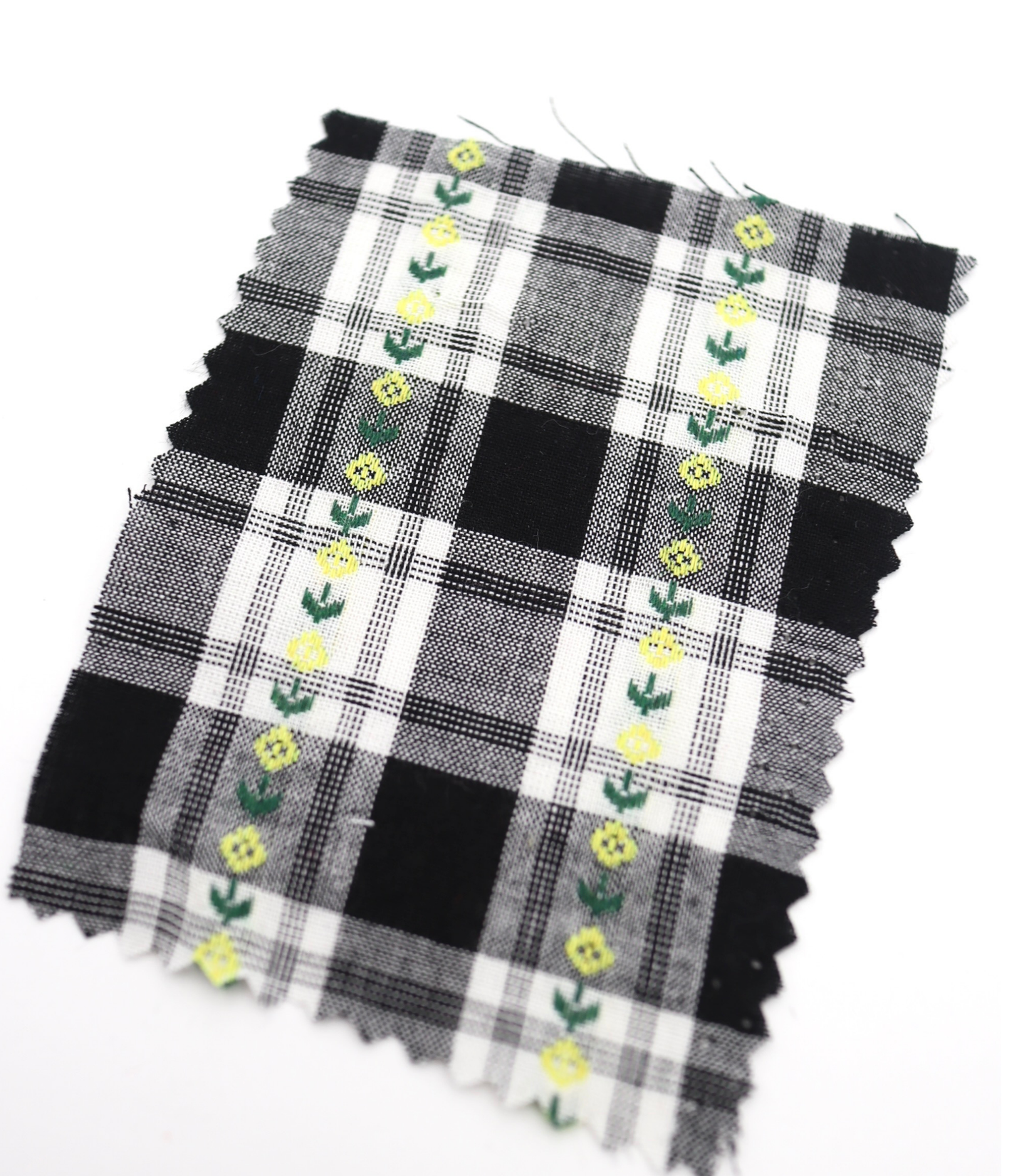 【25SS-319】ストライプ小花柄刺繍先染めタータンチェック /0.5yあたり=~ 610円
