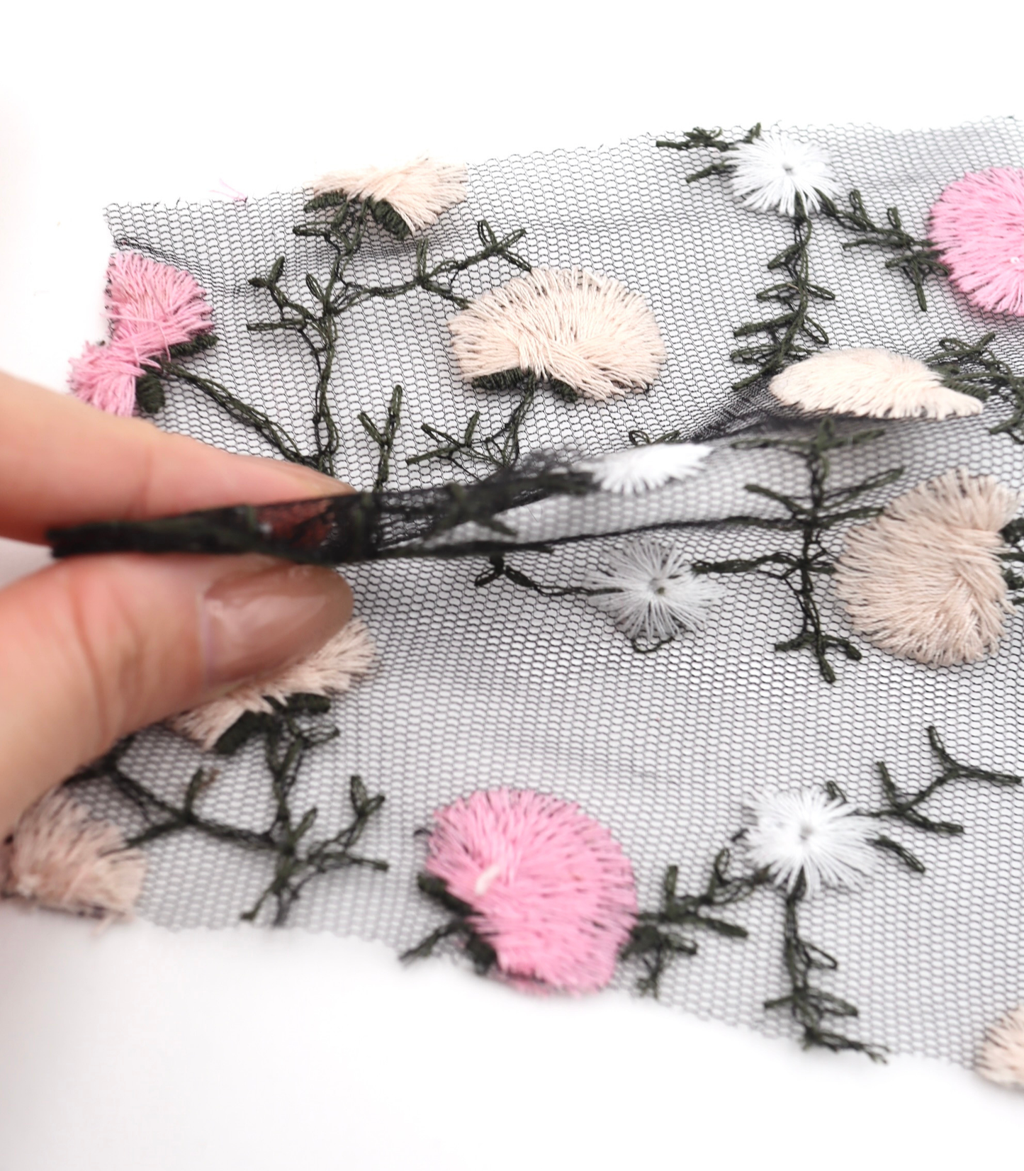 【25SS-392】フラワー刺繍チュールレース /0.5yあたり=~1250円