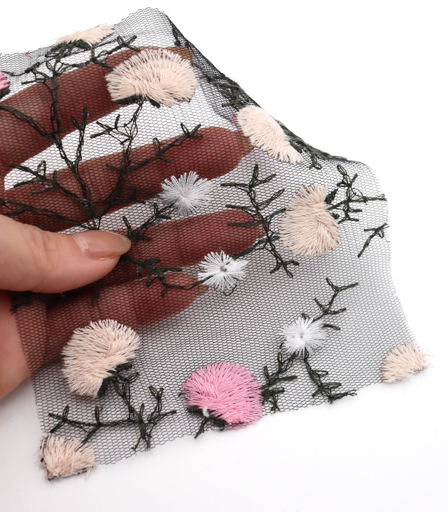【25SS-392】フラワー刺繍チュールレース /0.5yあたり=~1250円