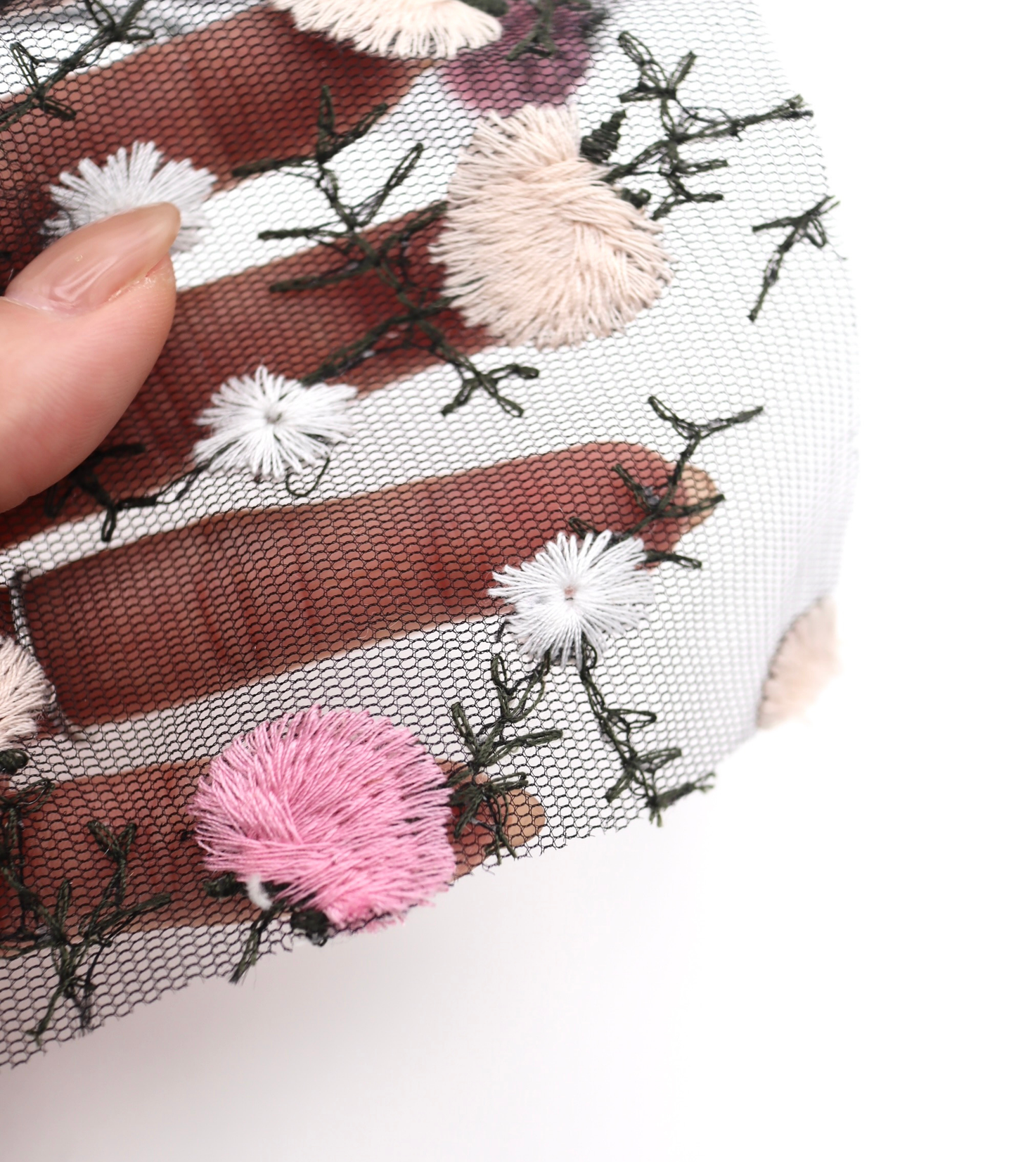 【25SS-392】フラワー刺繍チュールレース /0.5yあたり=~1250円