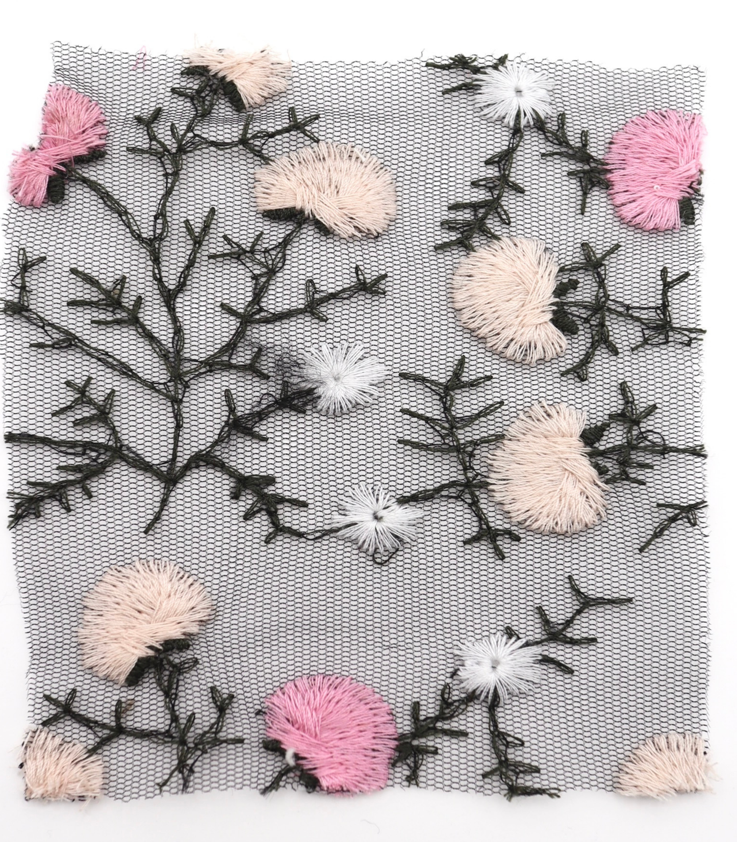 【25SS-392】フラワー刺繍チュールレース /0.5yあたり=~1250円