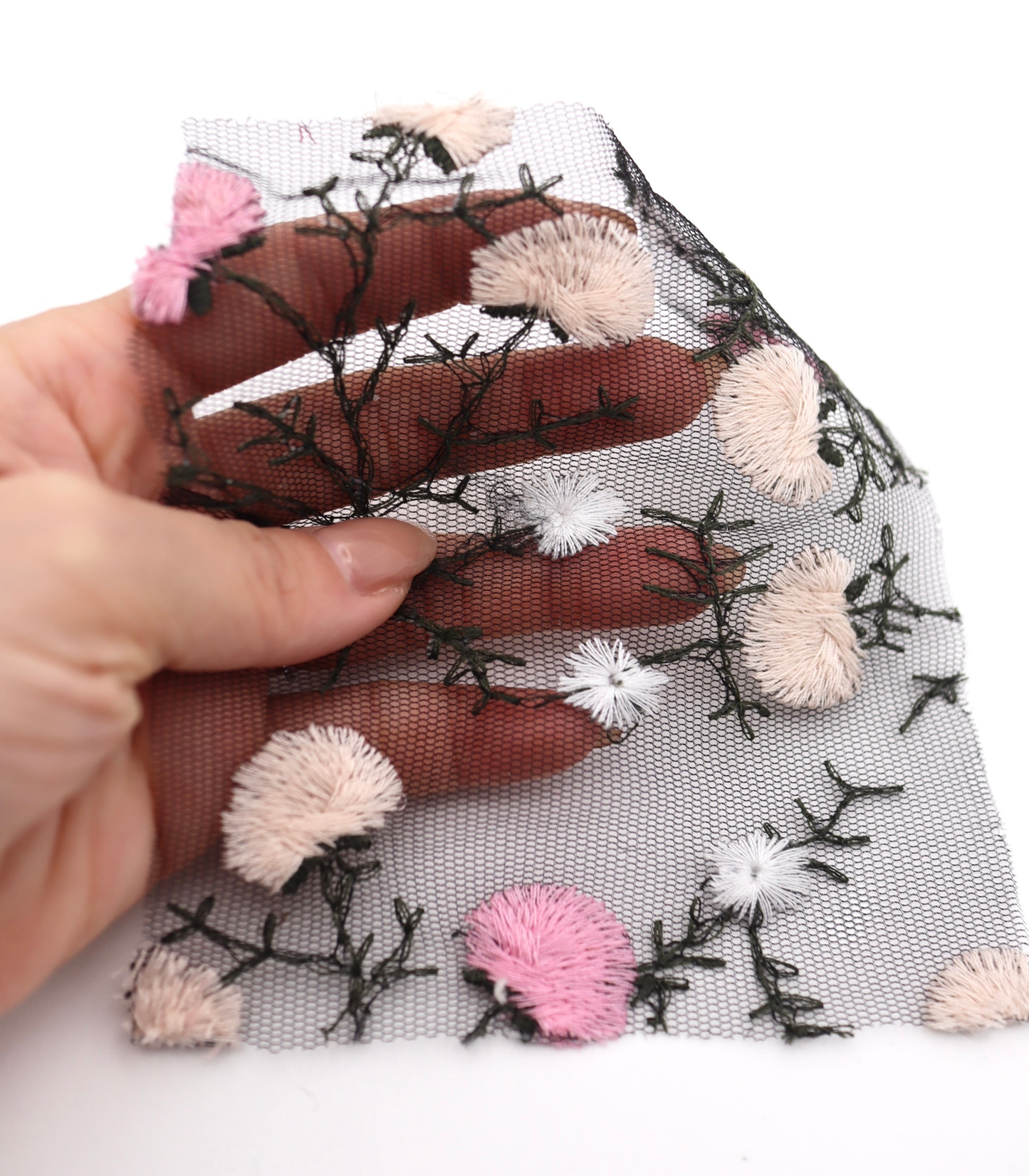 【25SS-392】フラワー刺繍チュールレース /0.5yあたり=~1250円