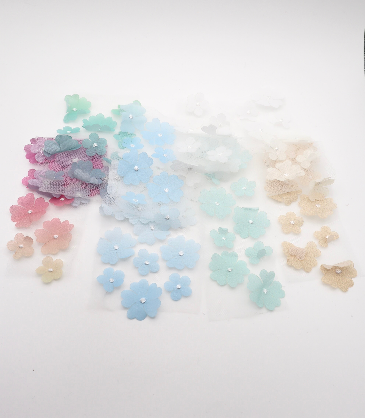 【25SS-391】グラデーション立体フラワー刺繍チュール /0.5yあたり=~1400円