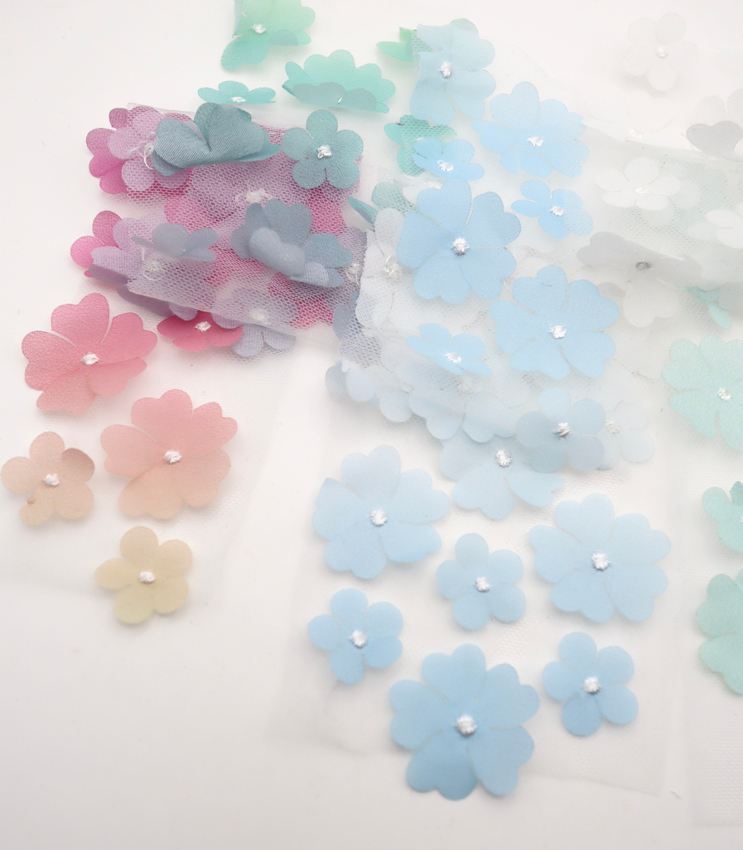 【25SS-391】グラデーション立体フラワー刺繍チュール /0.5yあたり=~1400円