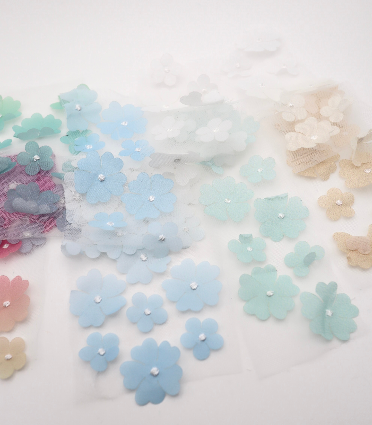 【25SS-391】グラデーション立体フラワー刺繍チュール /0.5yあたり=~1400円