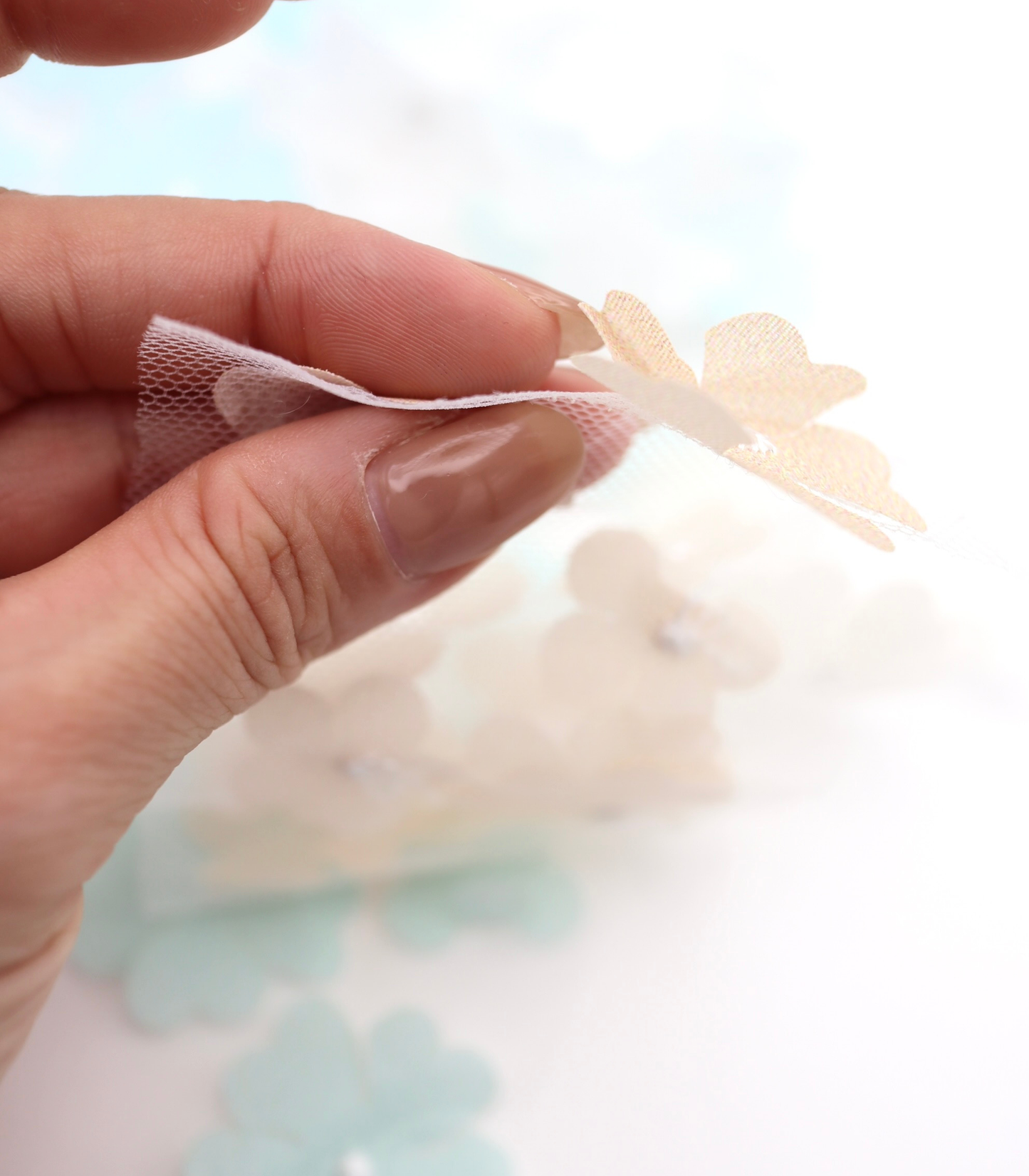 【25SS-391】グラデーション立体フラワー刺繍チュール /0.5yあたり=~1400円