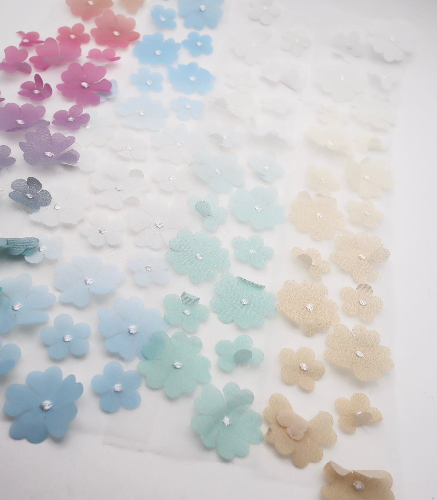【25SS-391】グラデーション立体フラワー刺繍チュール /0.5yあたり=~1400円