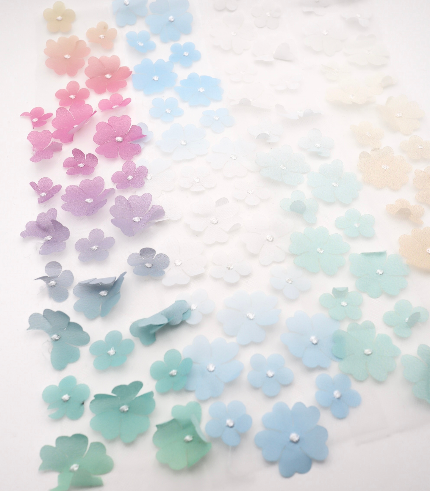 【25SS-391】グラデーション立体フラワー刺繍チュール /0.5yあたり=~1400円