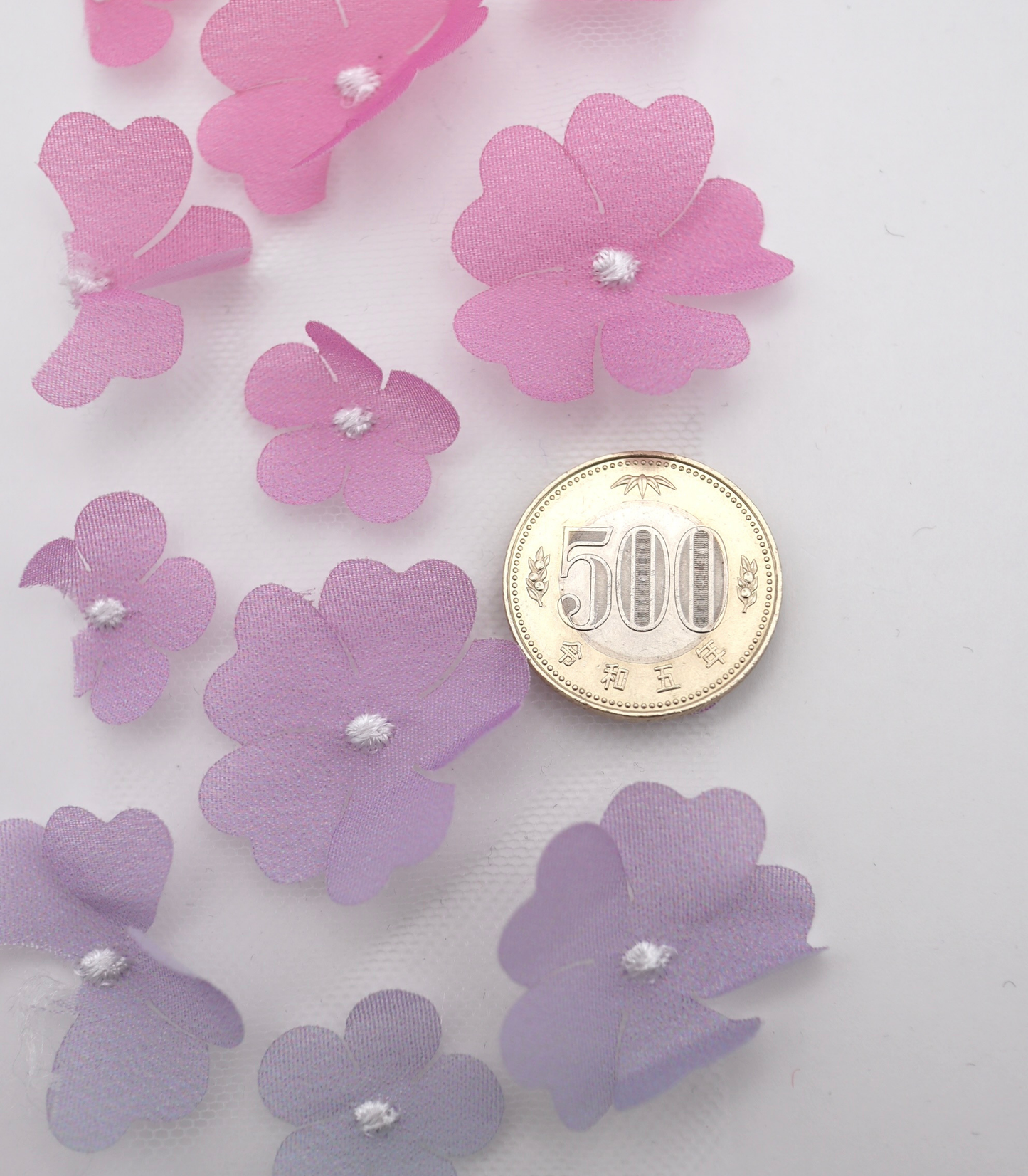 【25SS-391】グラデーション立体フラワー刺繍チュール /0.5yあたり=~1400円