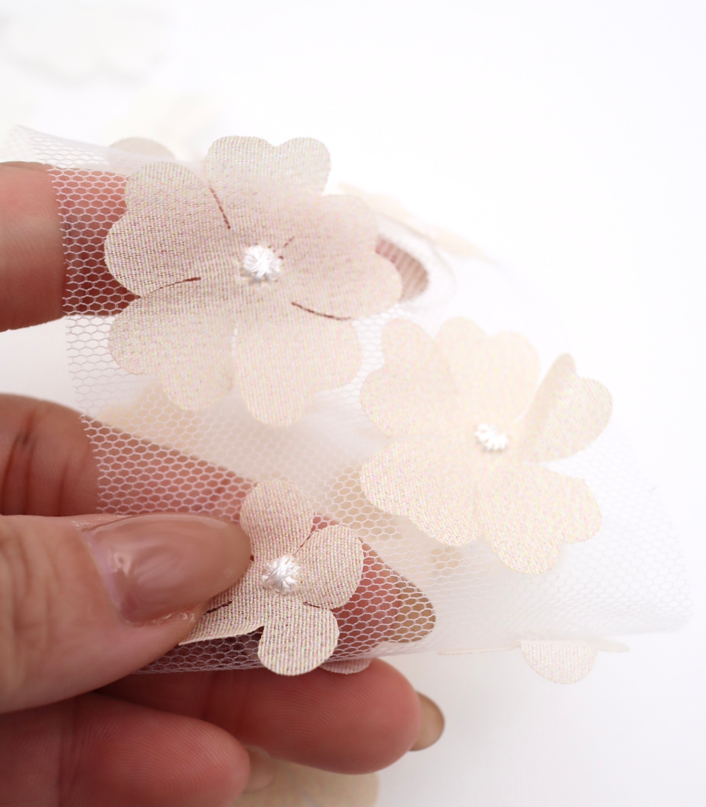 【25SS-391】グラデーション立体フラワー刺繍チュール /0.5yあたり=~1400円