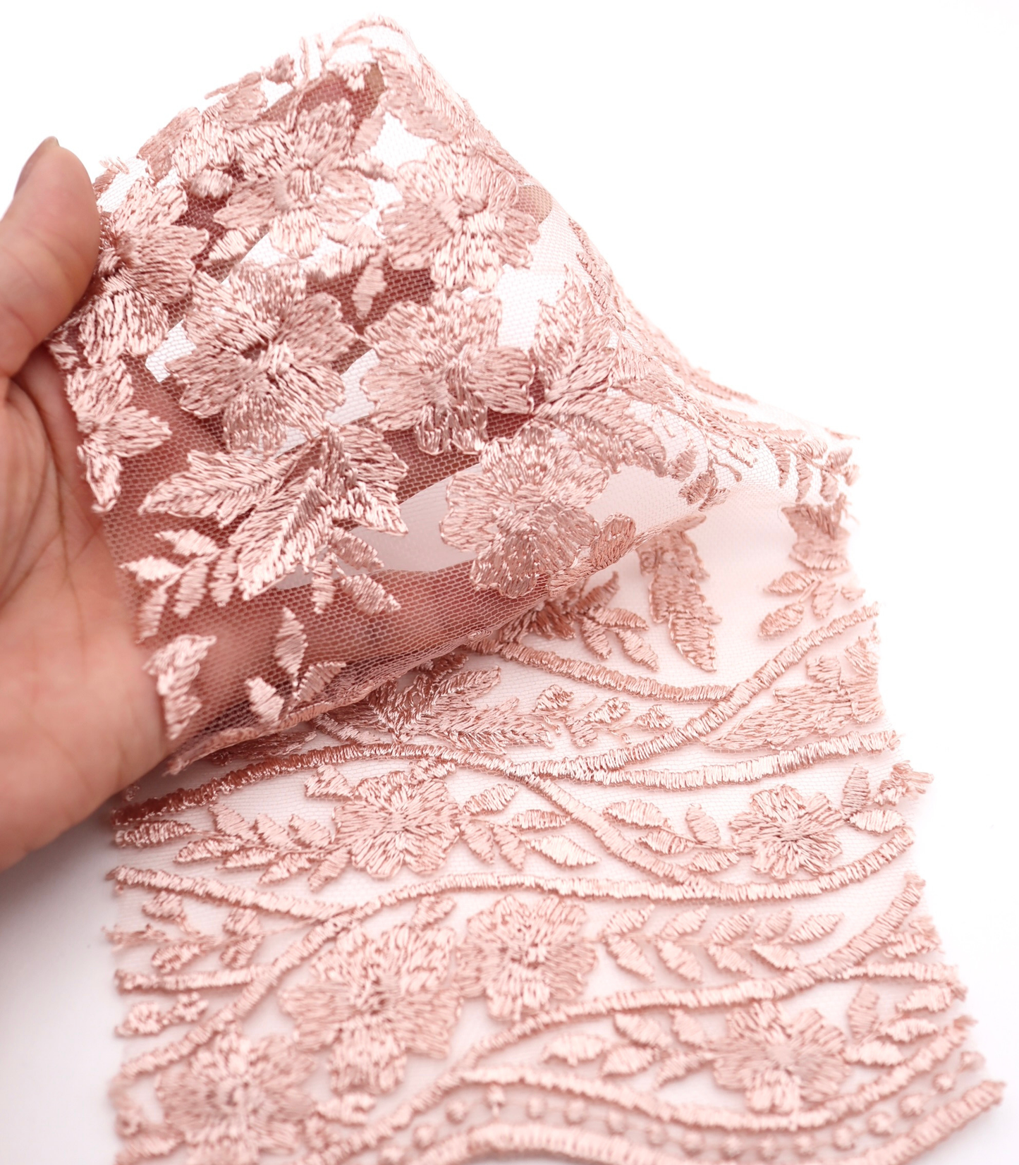 【25SS-390】スカラップチュール刺繍レース /0.5yあたり=~1700円