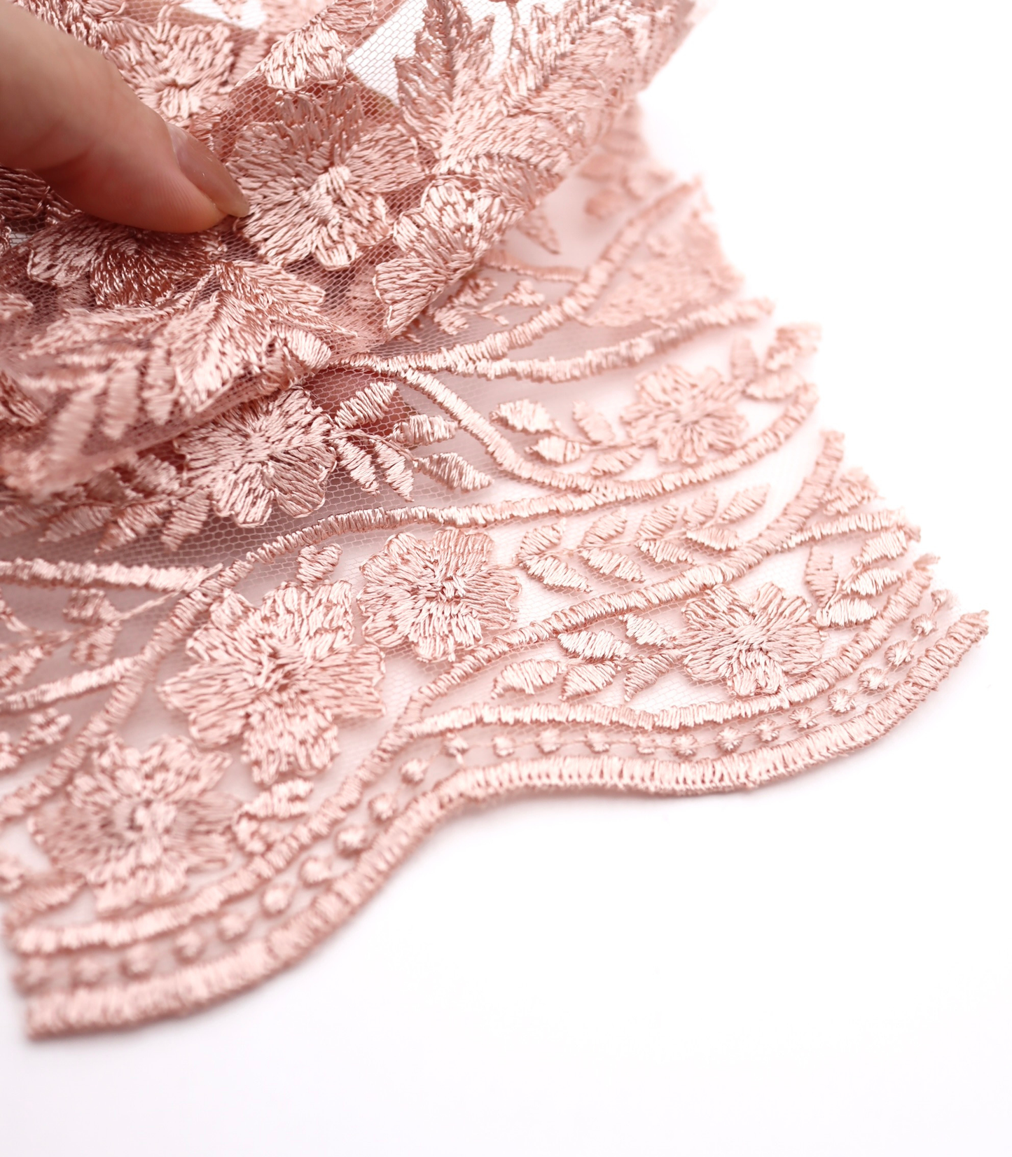 【25SS-390】スカラップチュール刺繍レース /0.5yあたり=~1700円