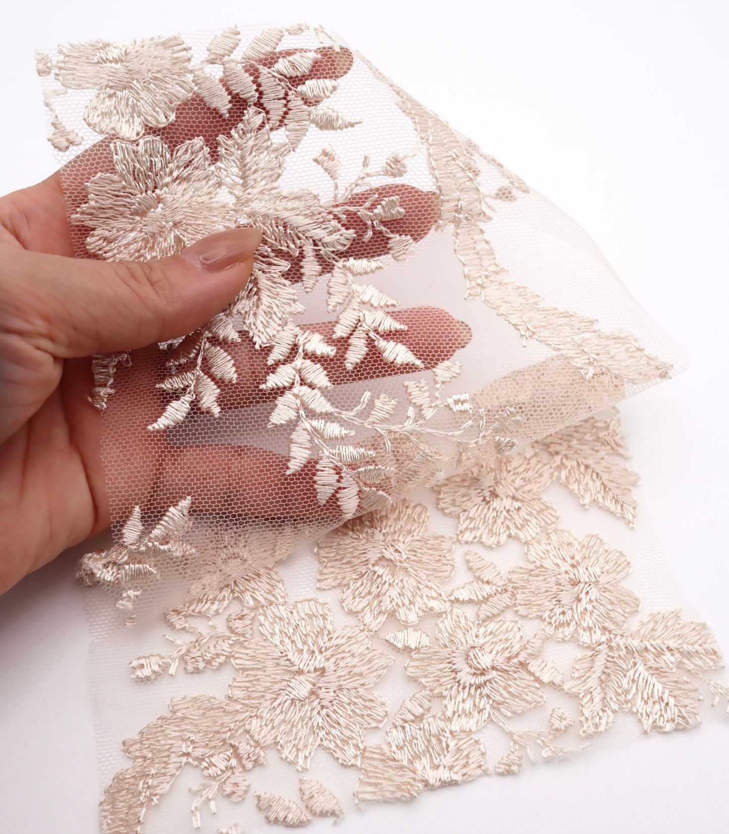 【25SS-390】スカラップチュール刺繍レース /0.5yあたり=~1700円